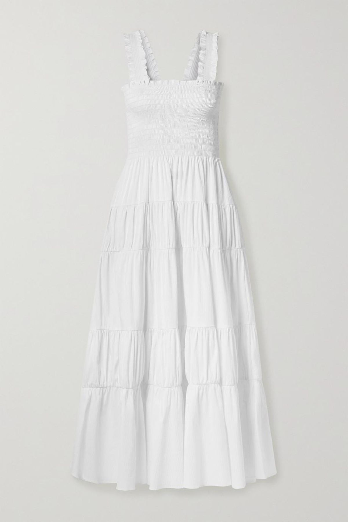 Vera Smocked Cotton Blend Mini Dress
