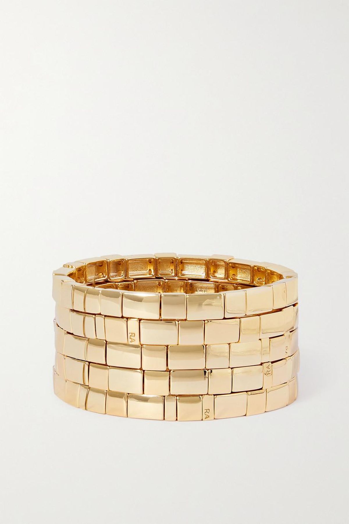 Brick by Brick Set of Five Gold Tone Bracelets