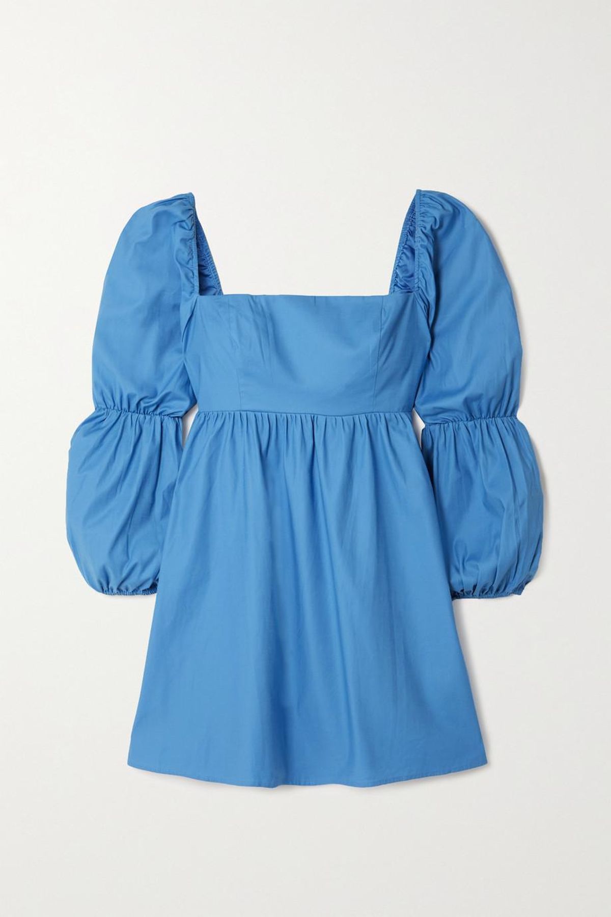 Michaela Gathered Organic Cotton-blend Poplin Mini Dress