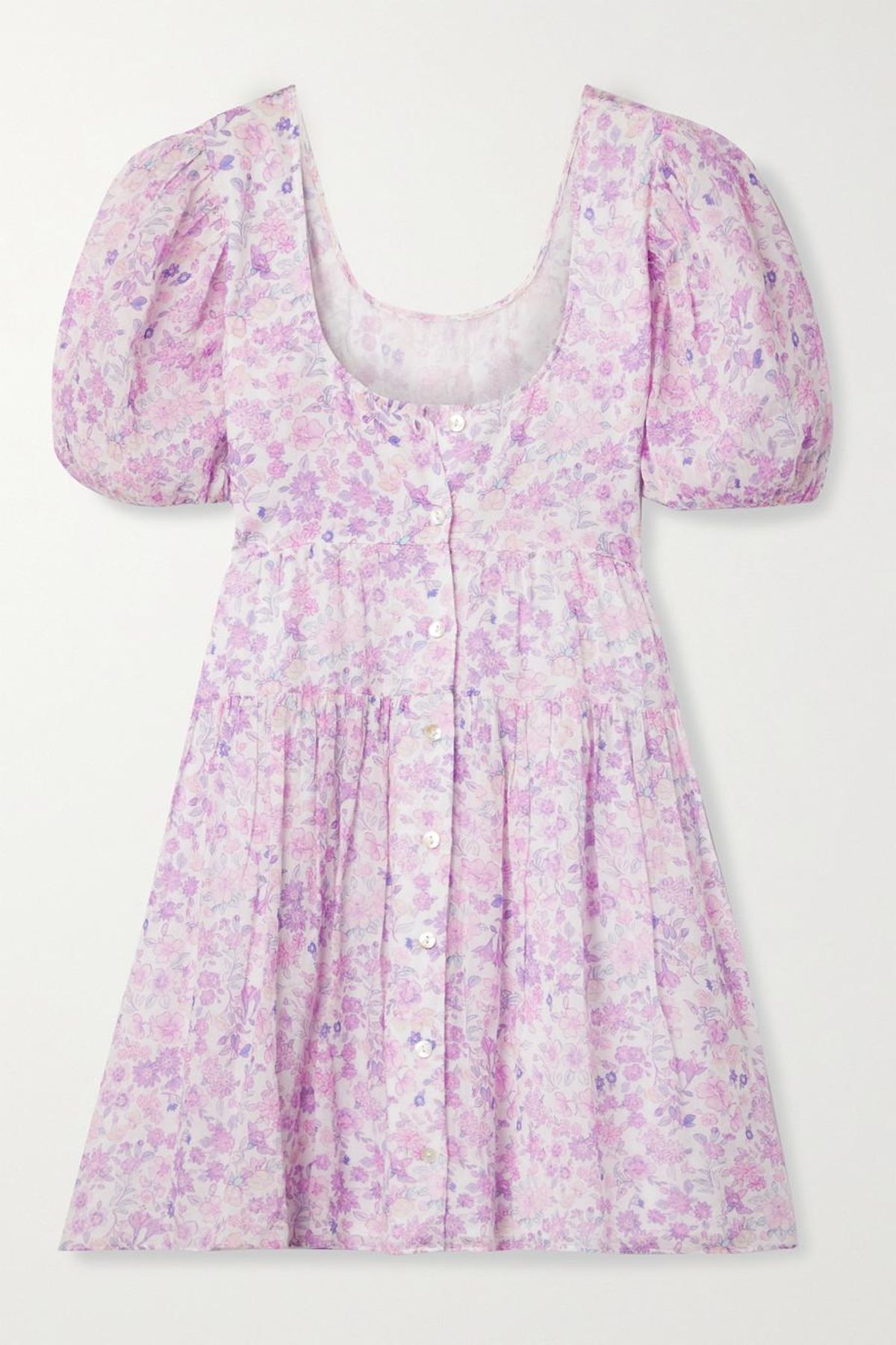 Runa Tiered Floral-print Cotton Voile Mini Dress
