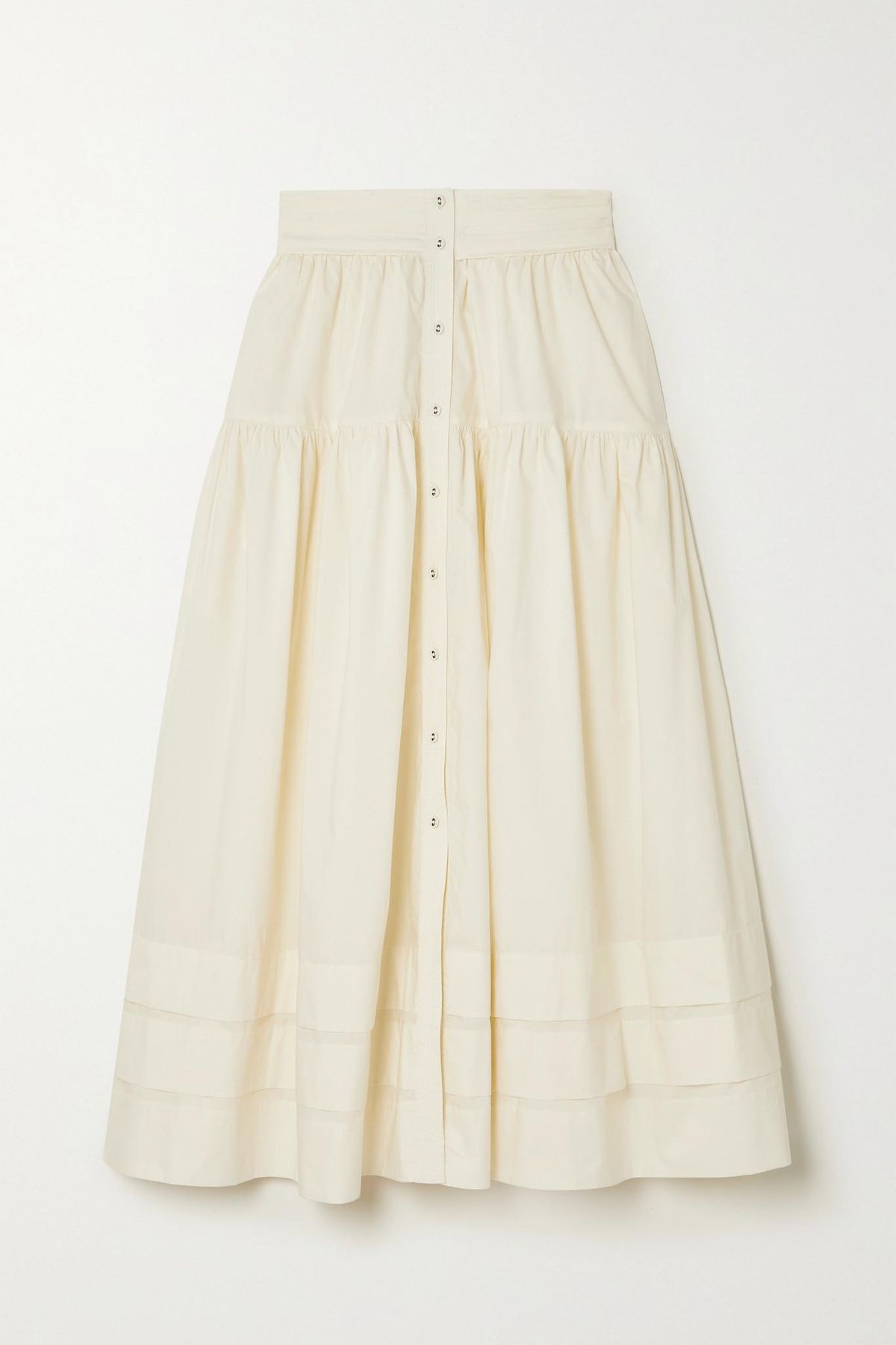 Jacinta Tiered Cotton Poplin Midi Skirt