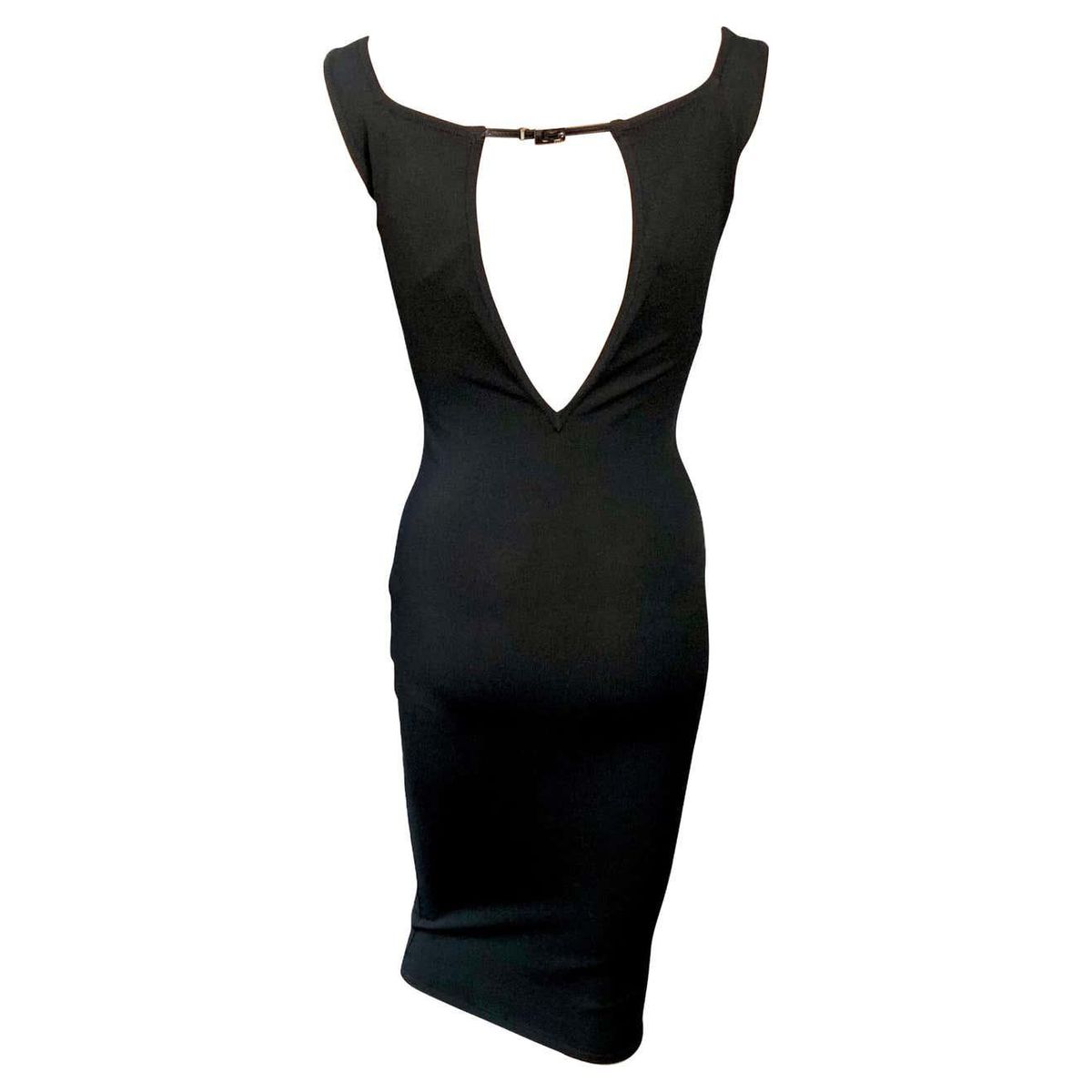 Tom Ford for Gucci S/S 1998 Bodycon Cutout Back Buckled Knit Midi Dress