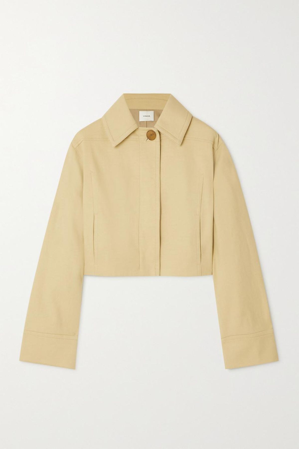 Cropped Cotton Blend Twill Jacket