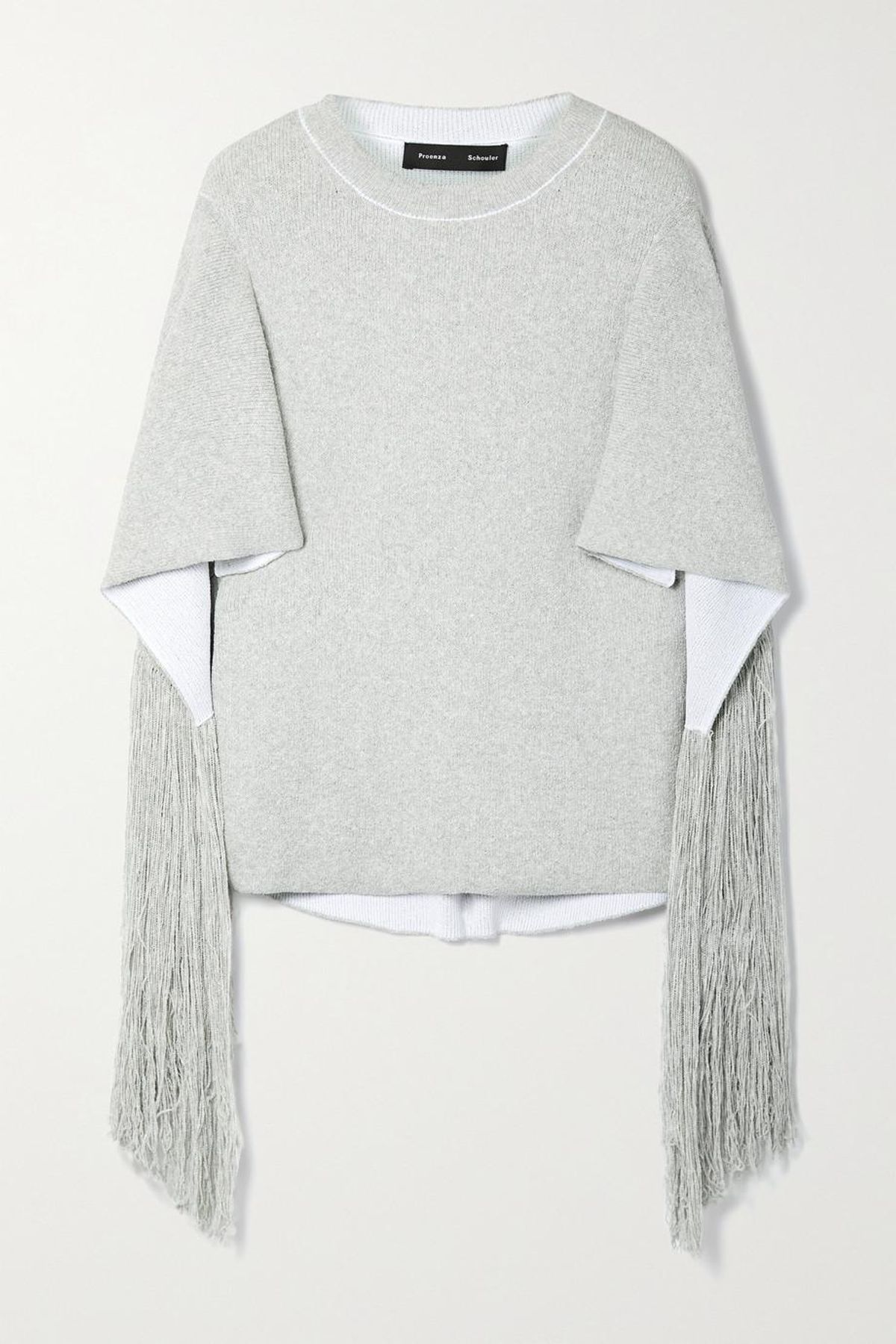 Cape-effect Fringed Cotton-blend Sweater