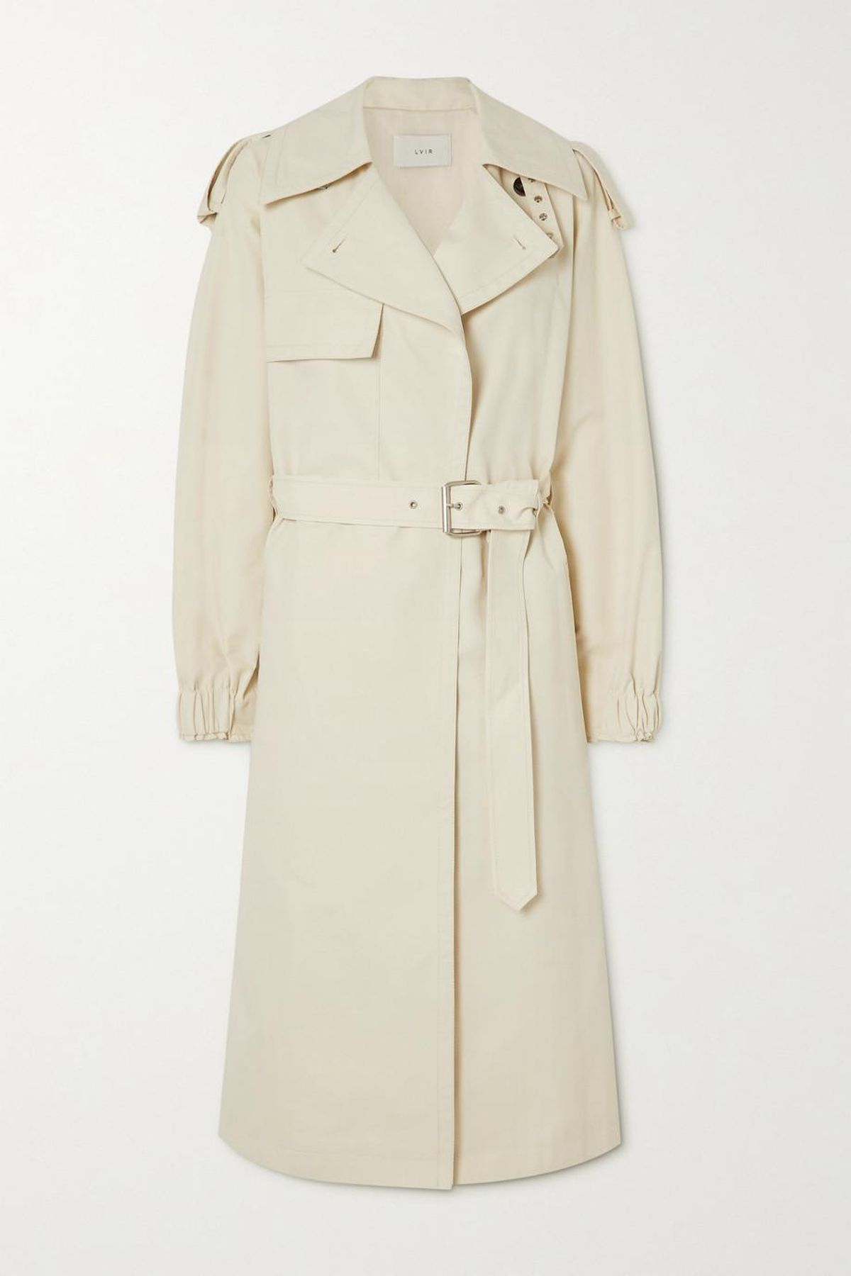Ruffled Cotton-blend Twill Trench Coat