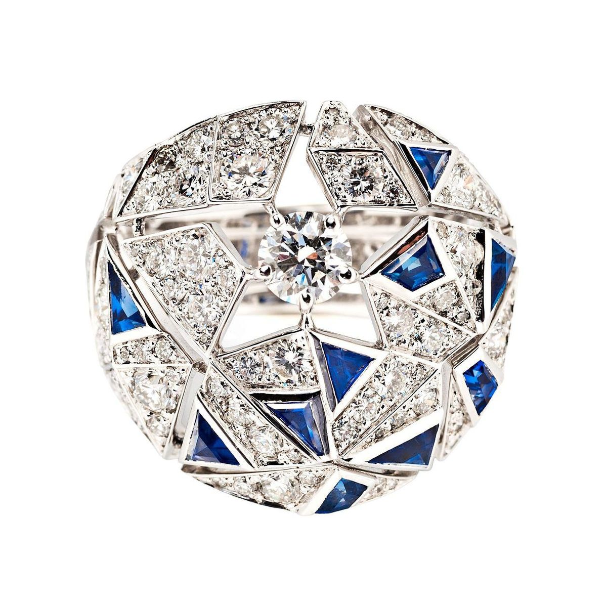18k White Gold Sapphire and Diamond Muse Ring, Cafe Society Collection