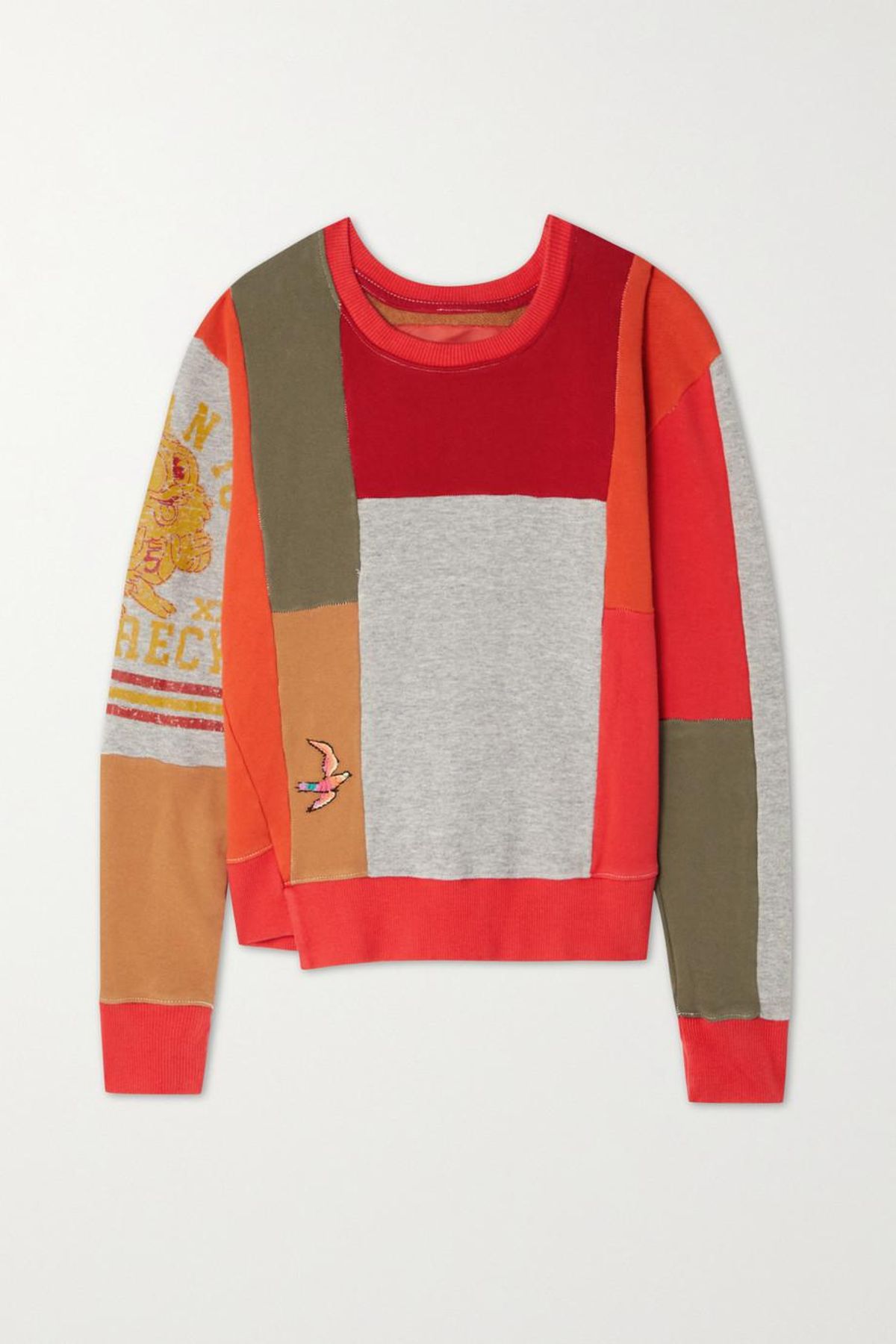 x Carolyn Murphy Pieced Step Embroidered Patchwork Cotton-Jersey Sweatshirt