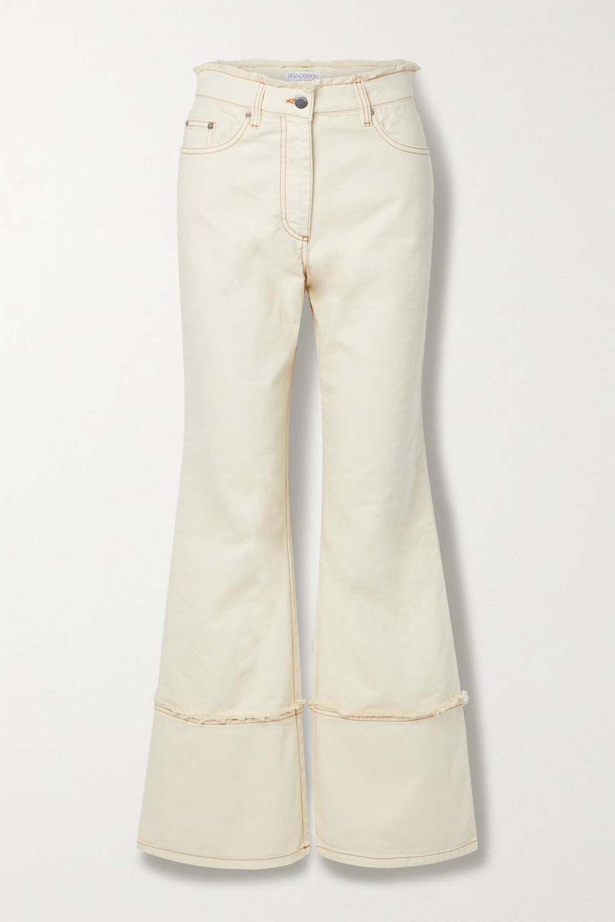 Frayed High Rise Flared Jeans