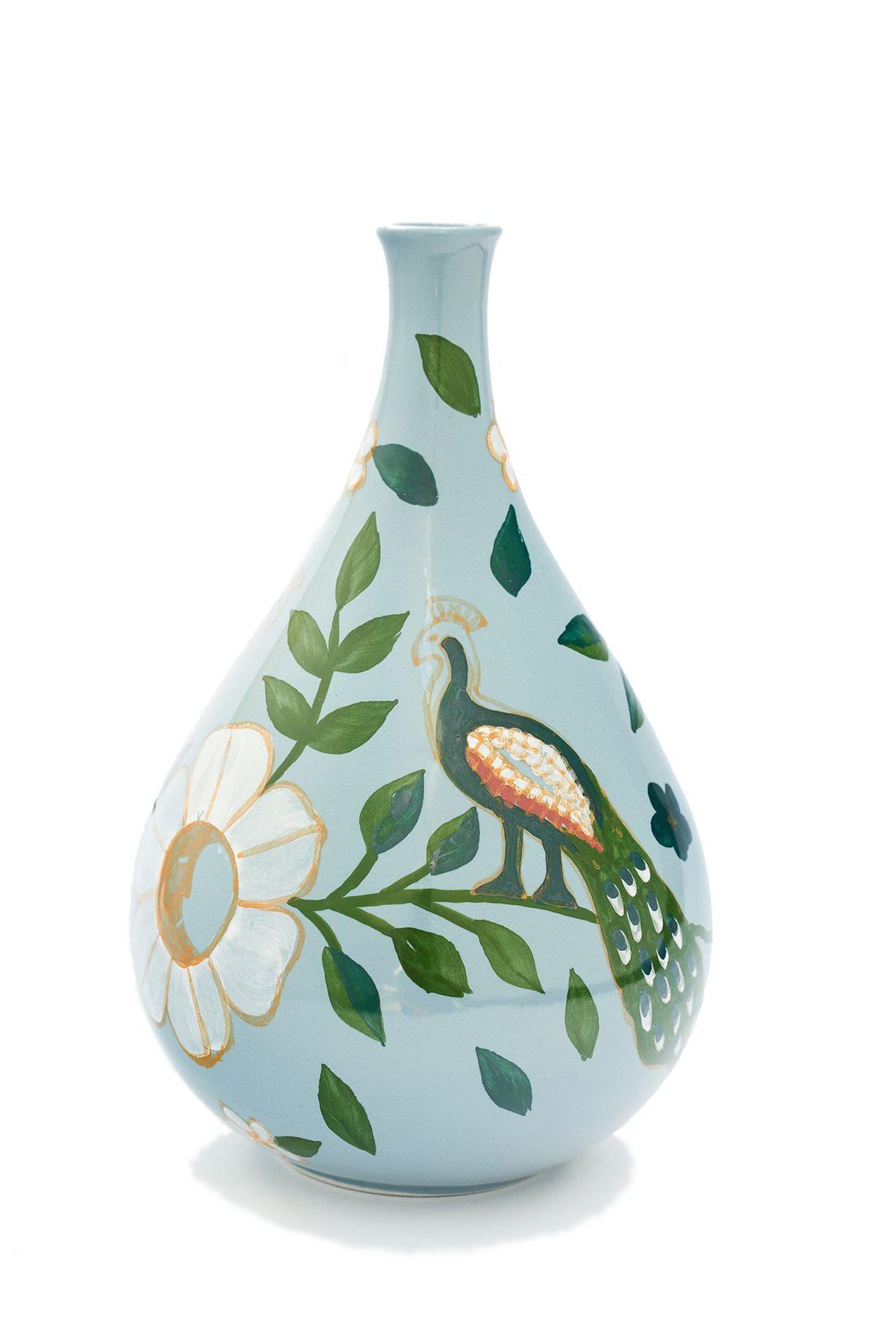 Handpainted Peacock Vase