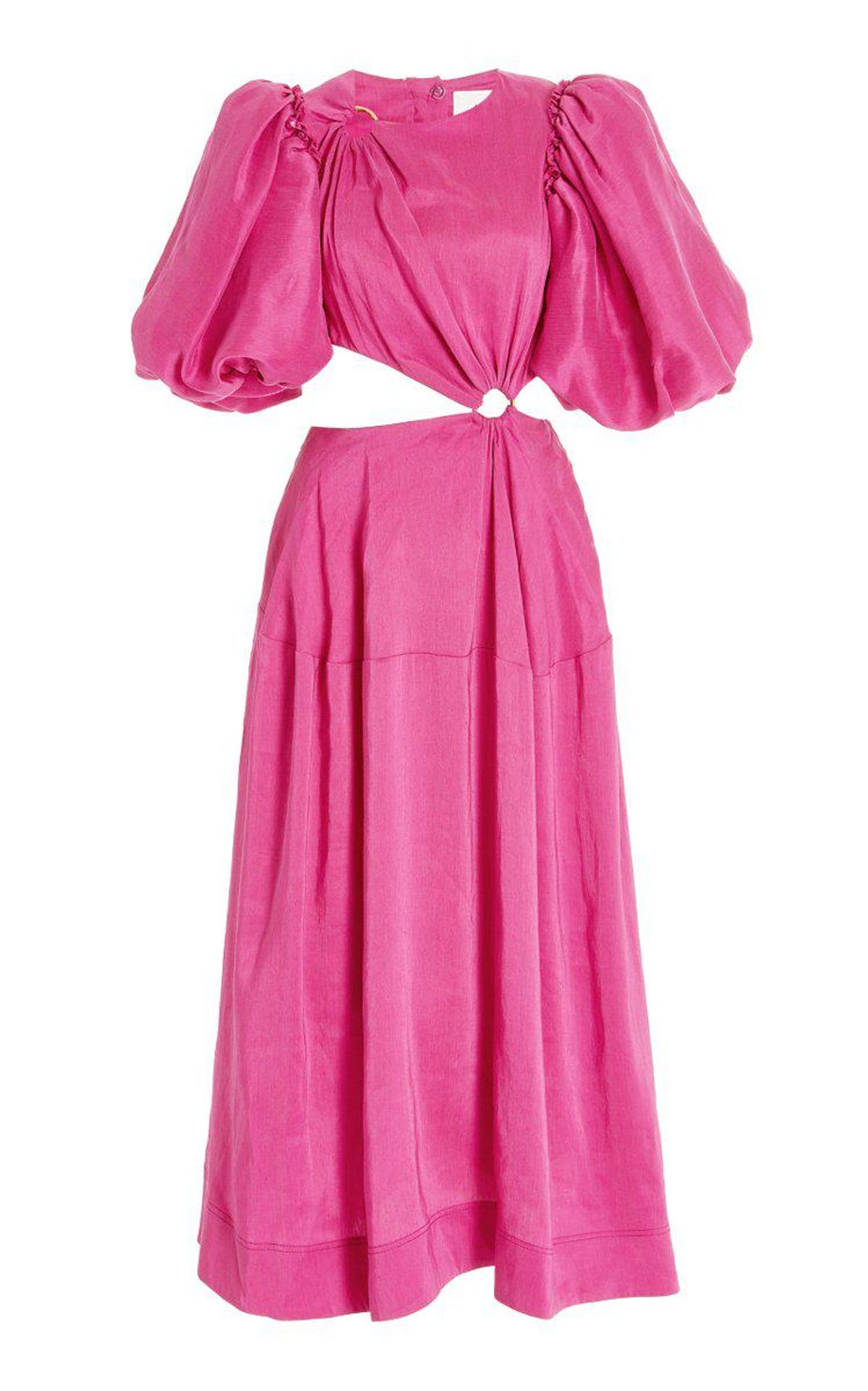 Vanades Cutout Linen-blend Midi Dress