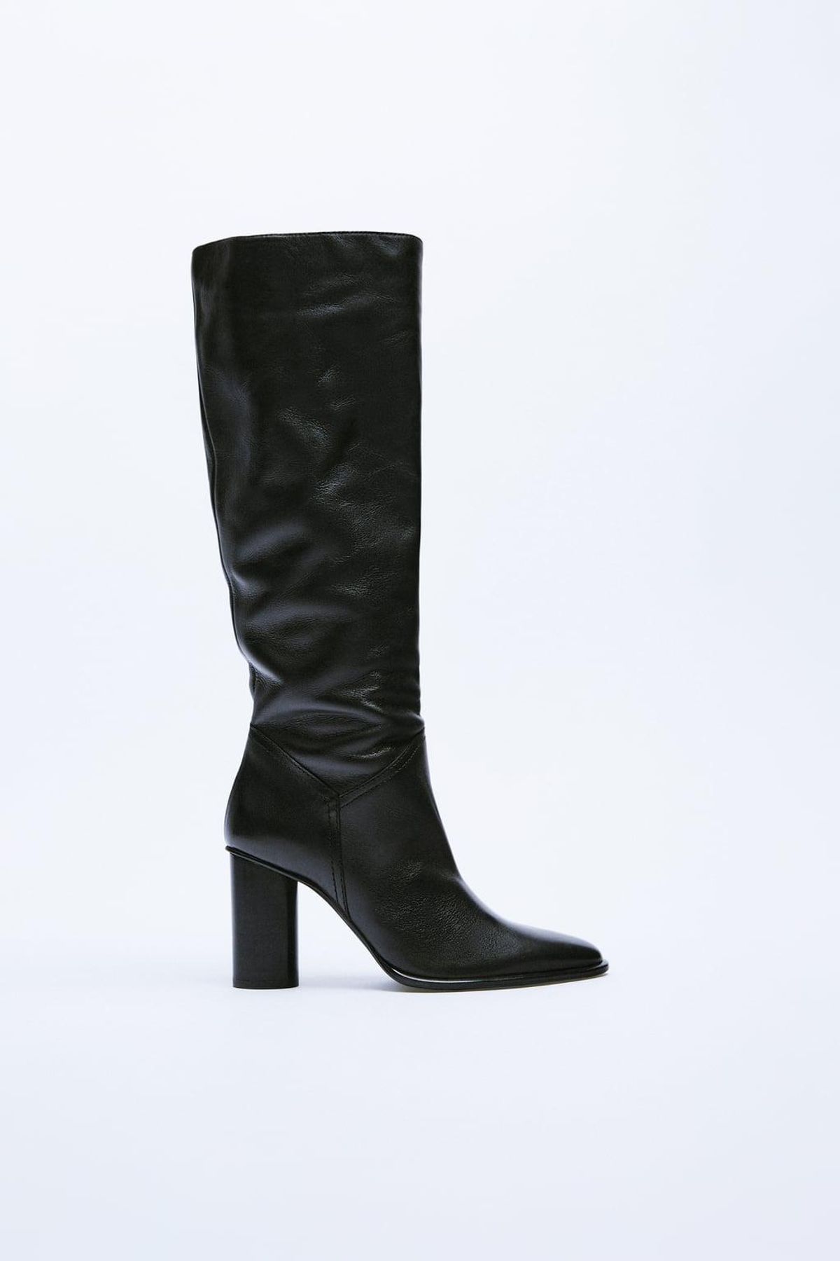 Heeled Leather Knee-high Boots