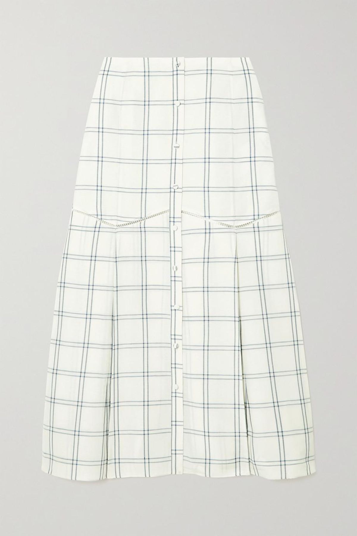 Tamala Pleated Check Linen and Silk-blend Midi Skirt