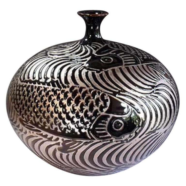 Japanese Contemporary Platinum Porcelain Vase