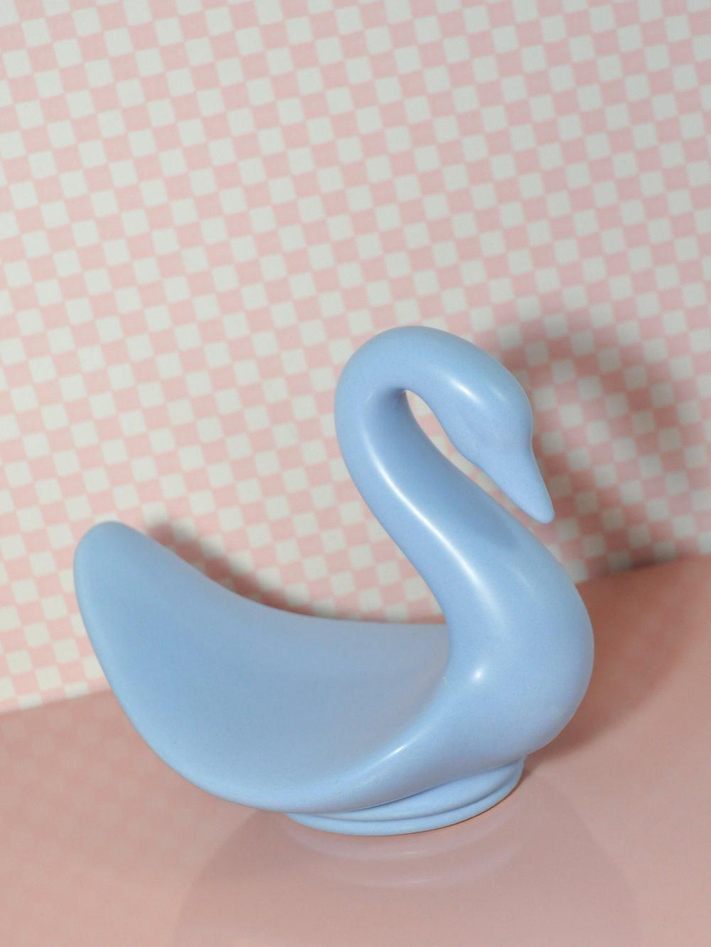 Blue Ceramic Swan Towel Holder