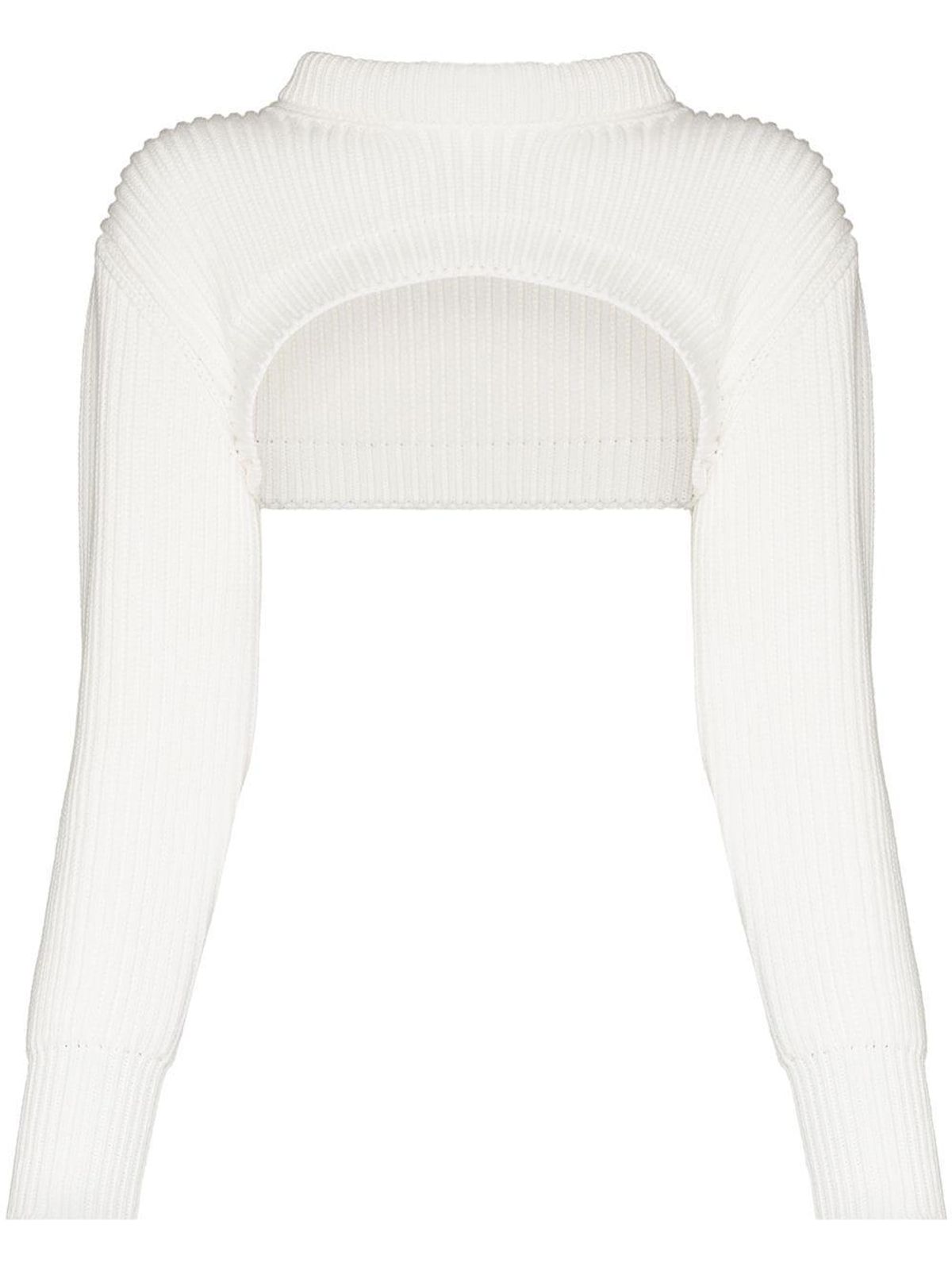 Ribbed-knit bolero-style jumper
