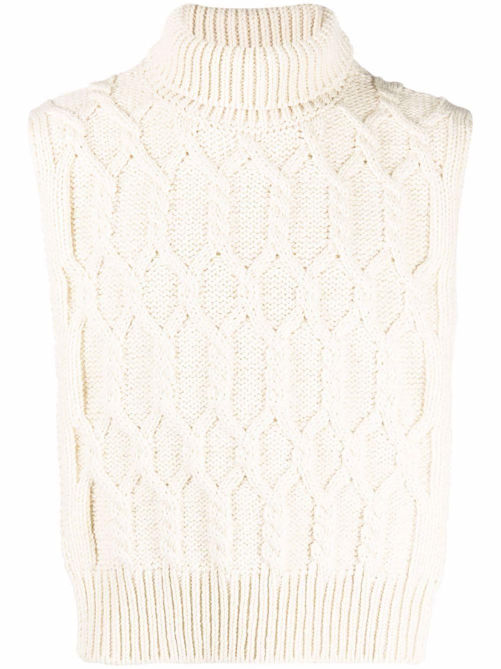 Cable-knit High-neck Bib