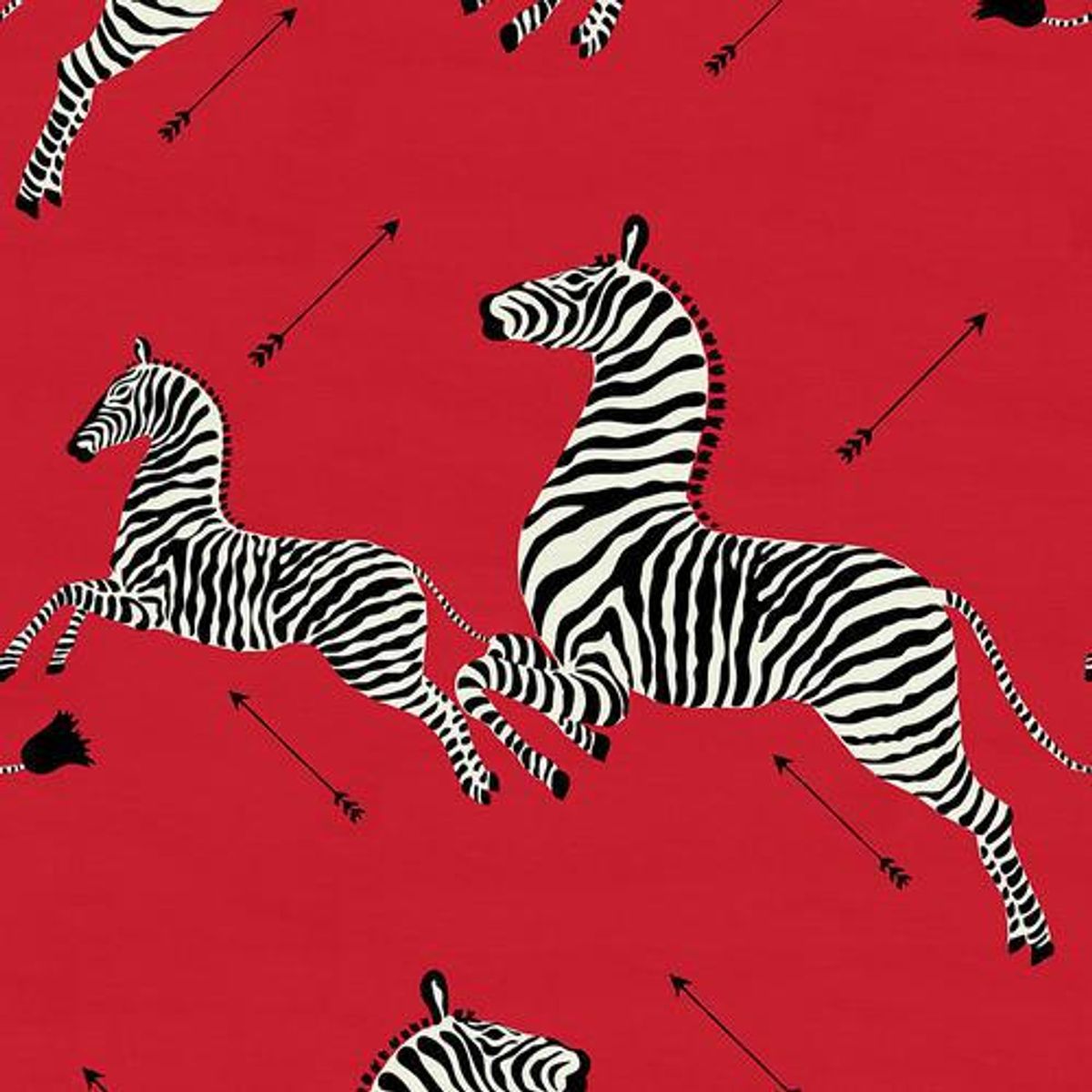 Zebras Masai Red Fabric
