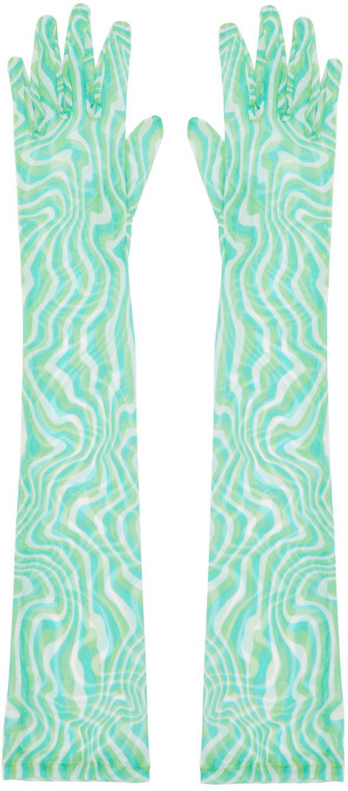 Blue & Green Print Gloves