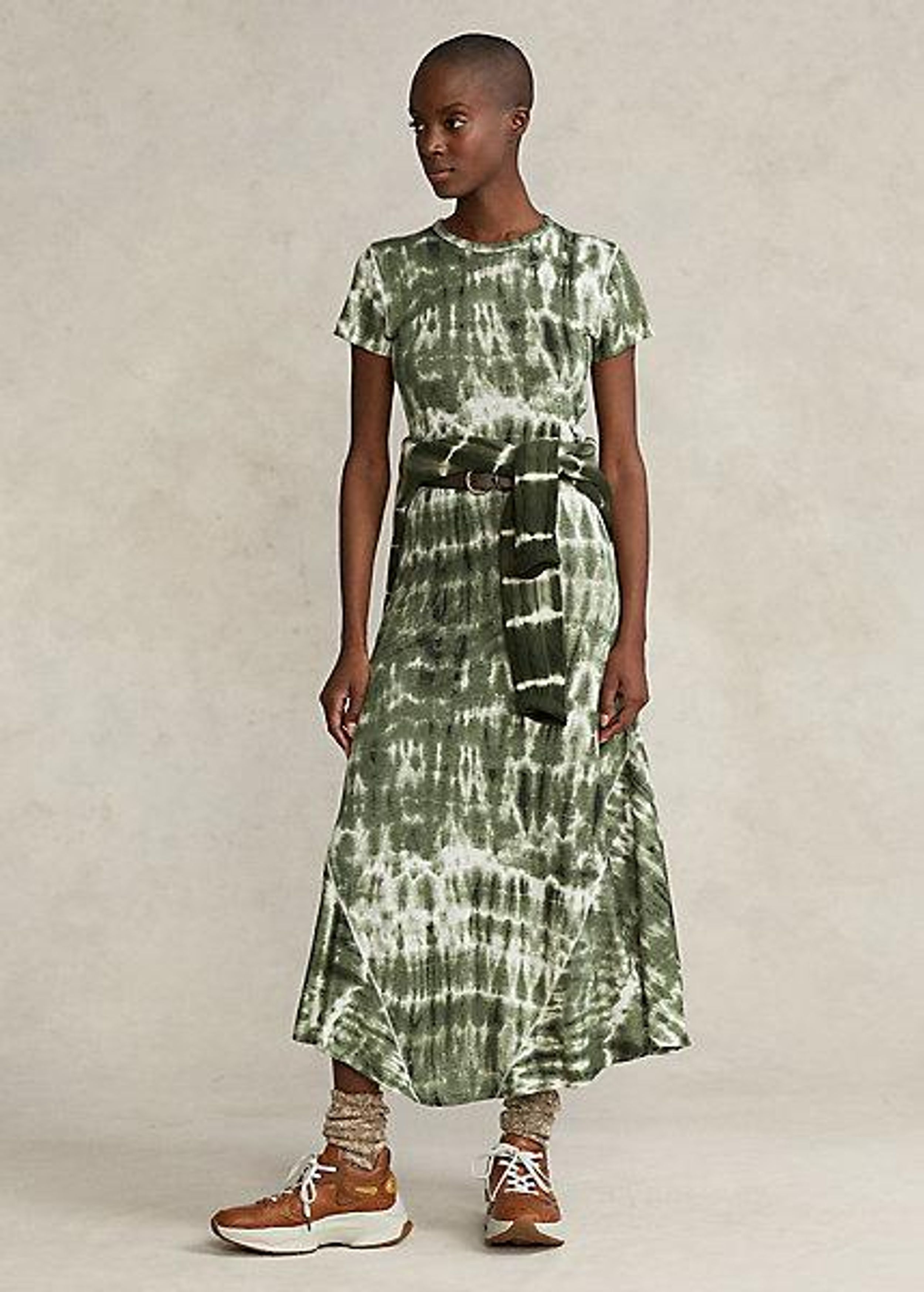 Print Linen Midi Dress