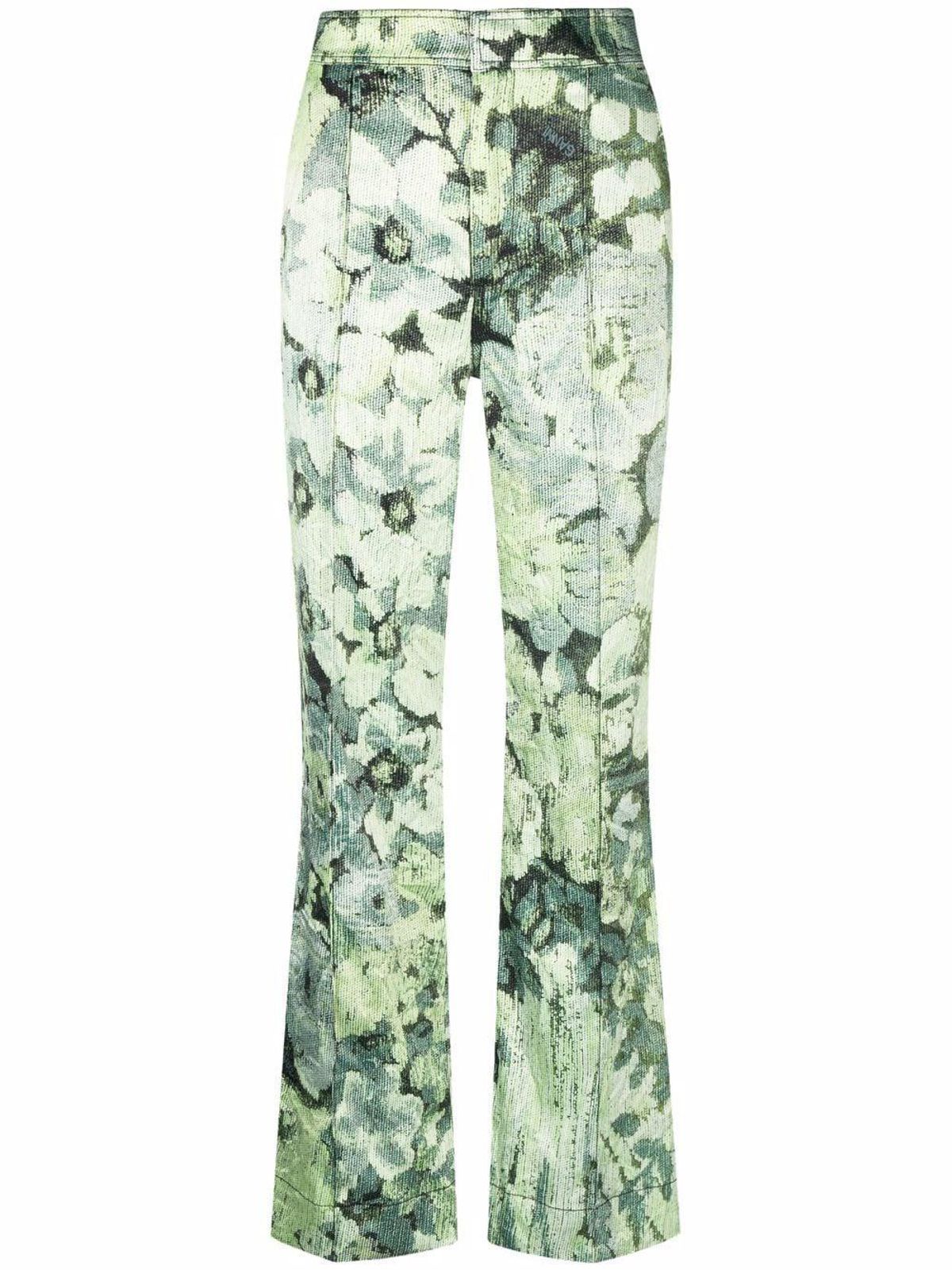 Floral-Print Flared Trousers