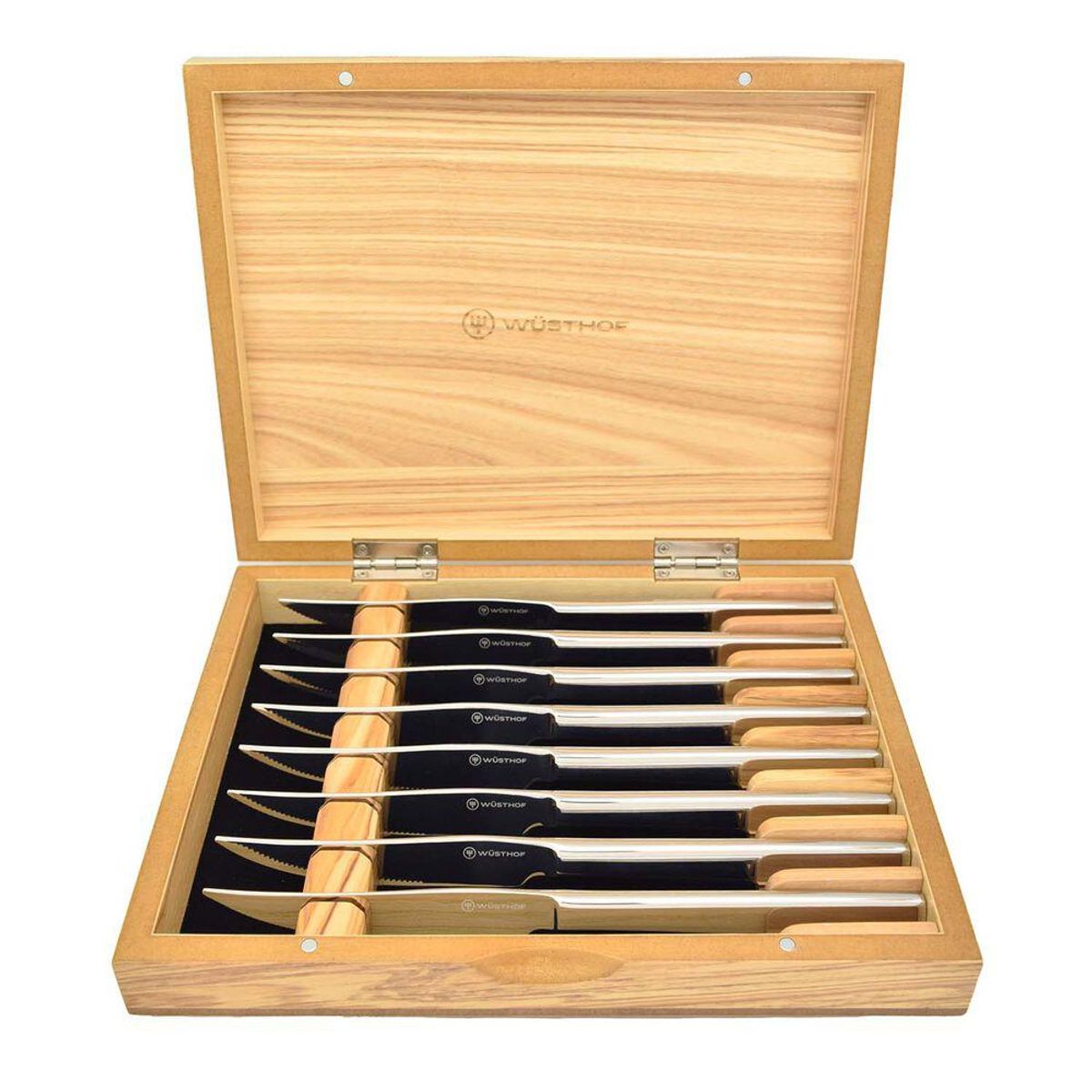 Stainless Steak Knife Set In Olivewood Chest