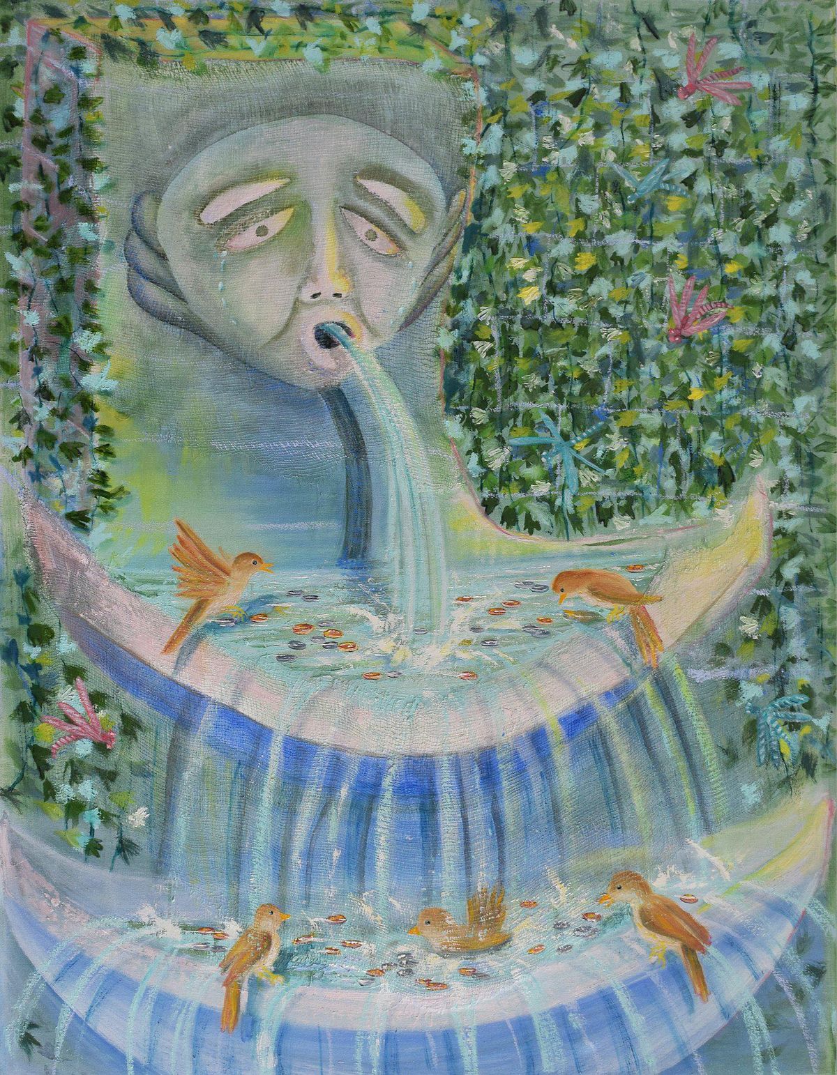 Wishing Well, 2022Oil and Cheesecloth on Canvas