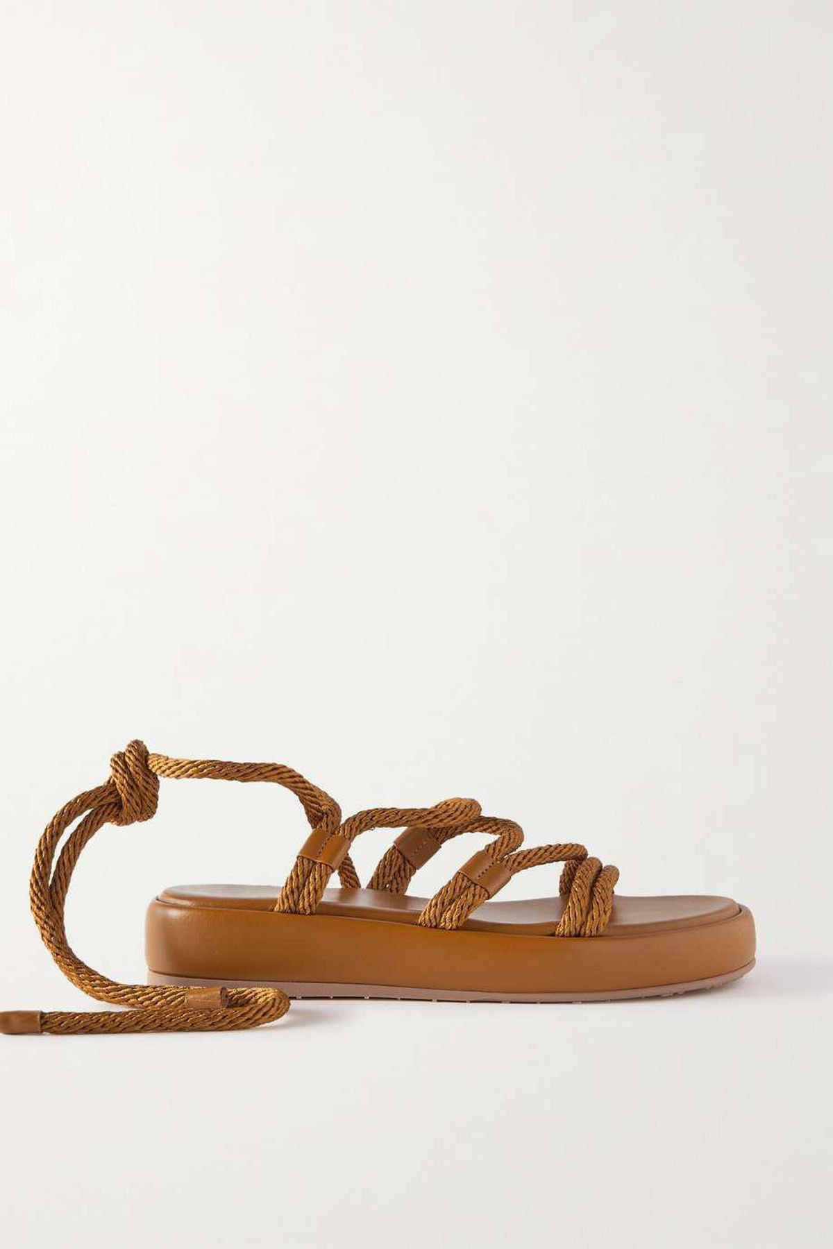 Lace-up Leather Trimmed Rope Sandals