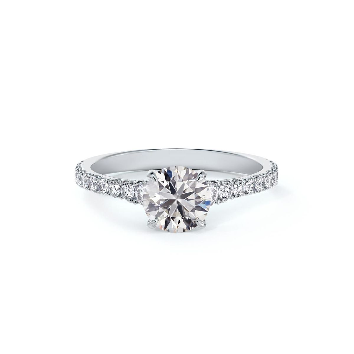 Setting Round Engagement Ring with Diamond Band
