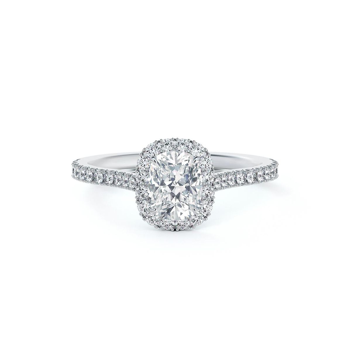 Center of My Universe Round Halo Engagement Ring with Diamond Band