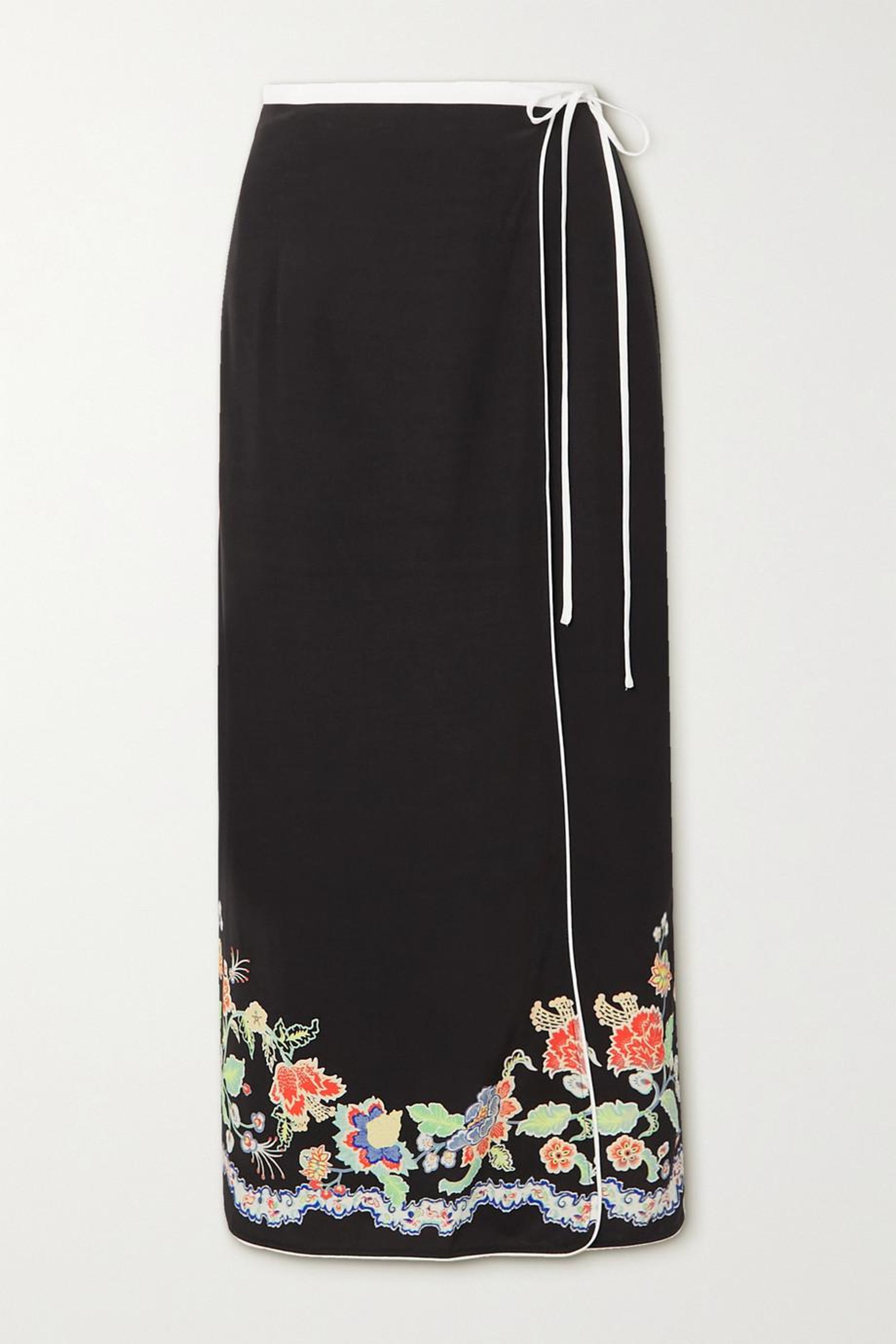 Dylan floral-print Crepe de Chine Midi Wrap Skirt