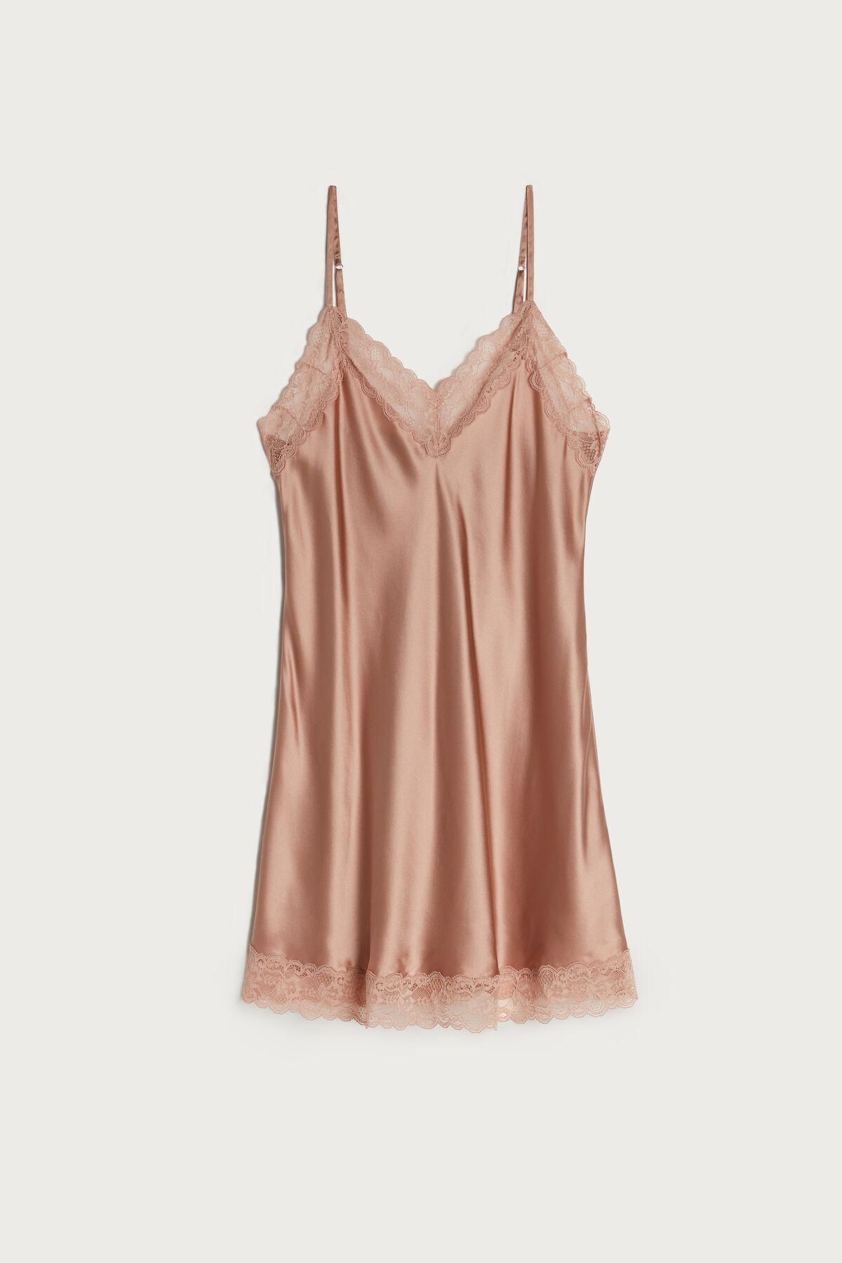 Silk Slip With Lace Insert Detail