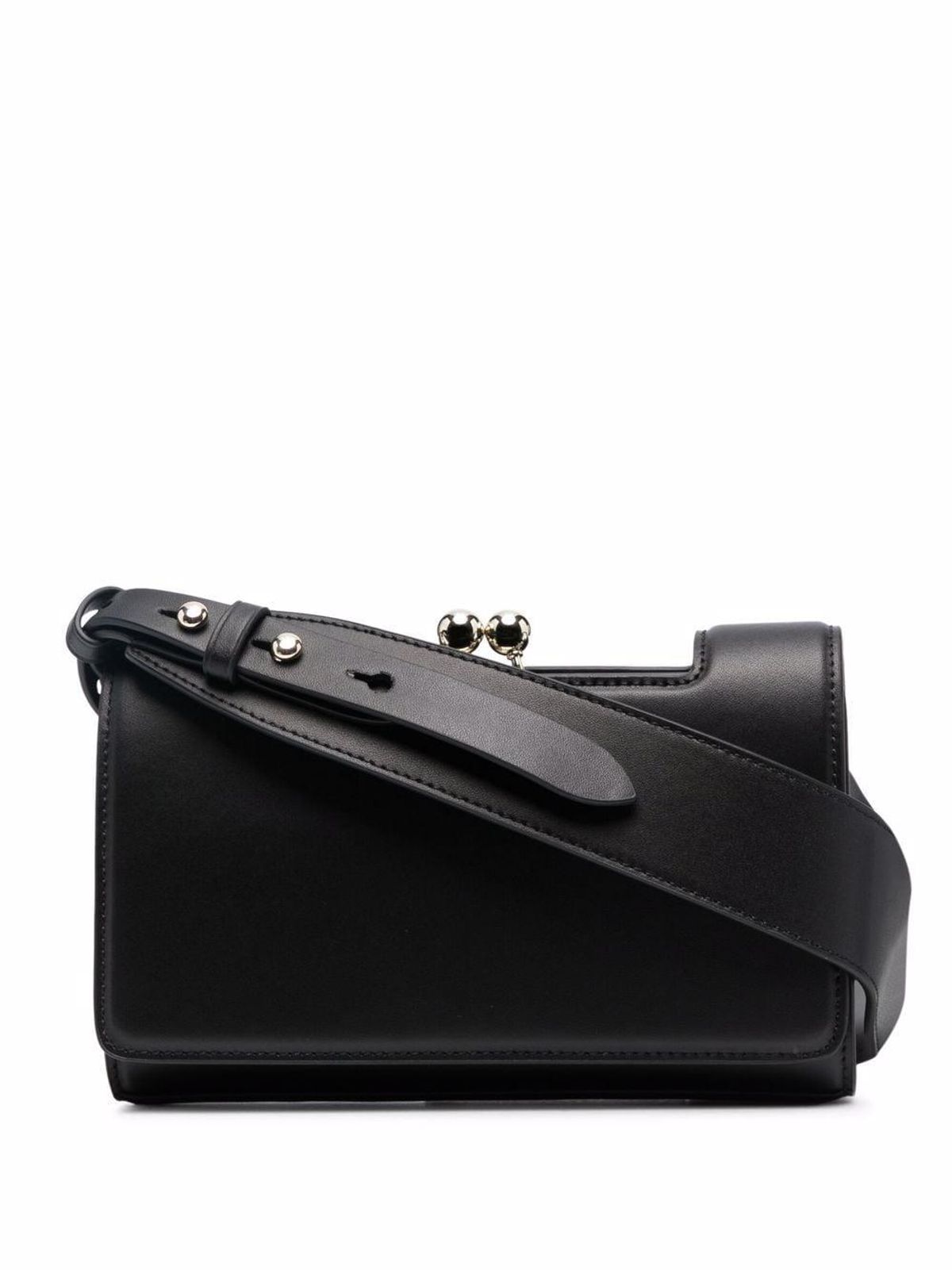 Embellished-Strap Snap Wallet Crossbody Bag