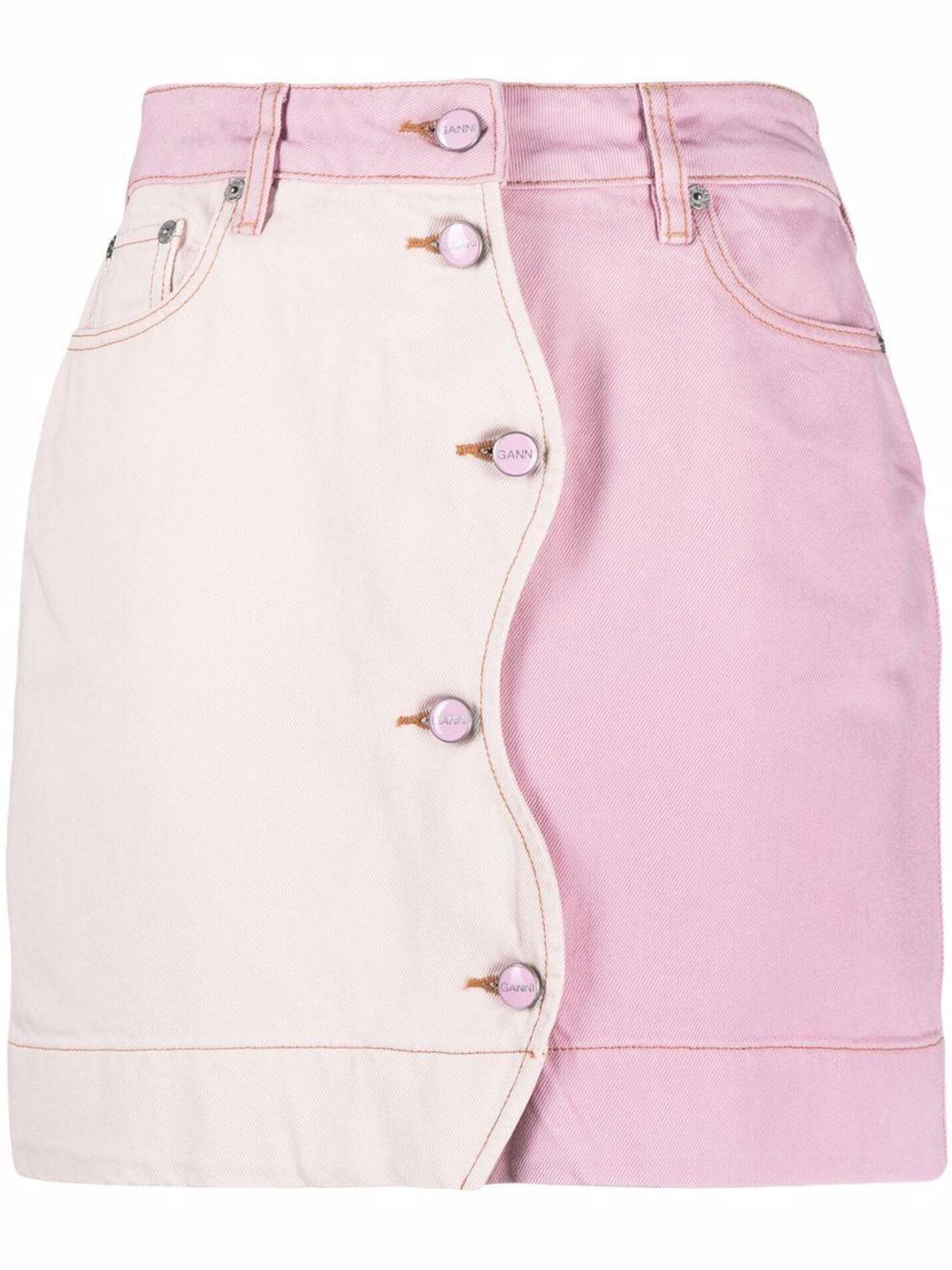 Paneled Denim Mini Skirt