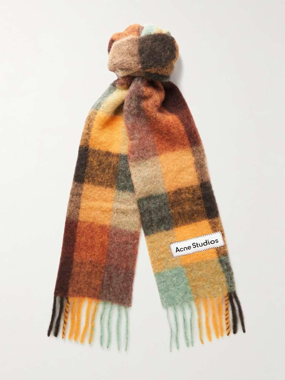 Fringed Checked Knitted Scarf