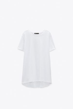 Zara - Printed Ribbed T-Shirt - White - Unisex