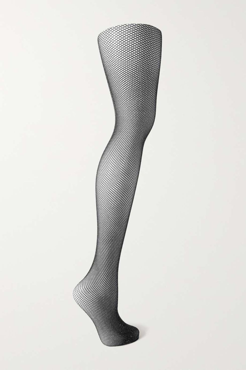 Fishnet Tights with Weave Pattern - Black