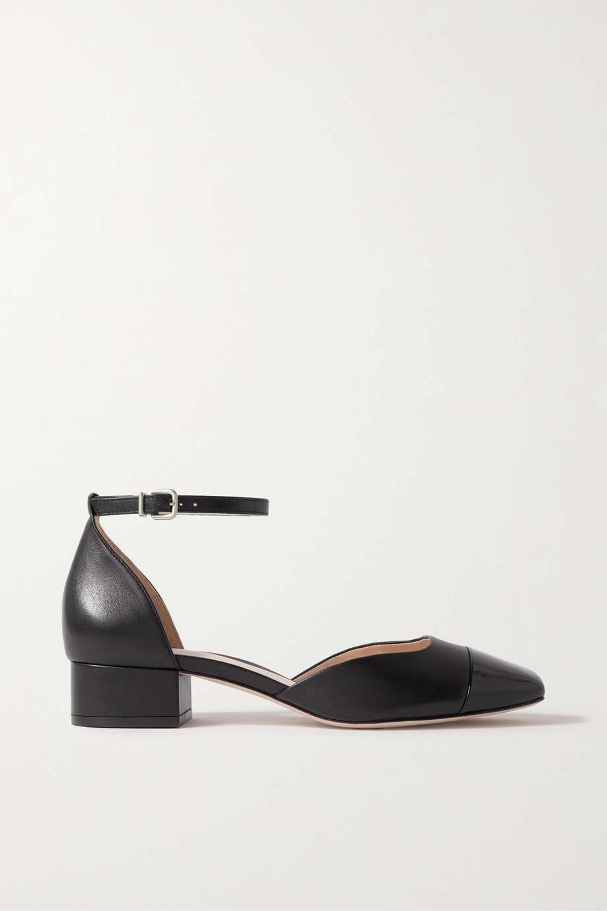 Patent-trimmed Leather Pumps