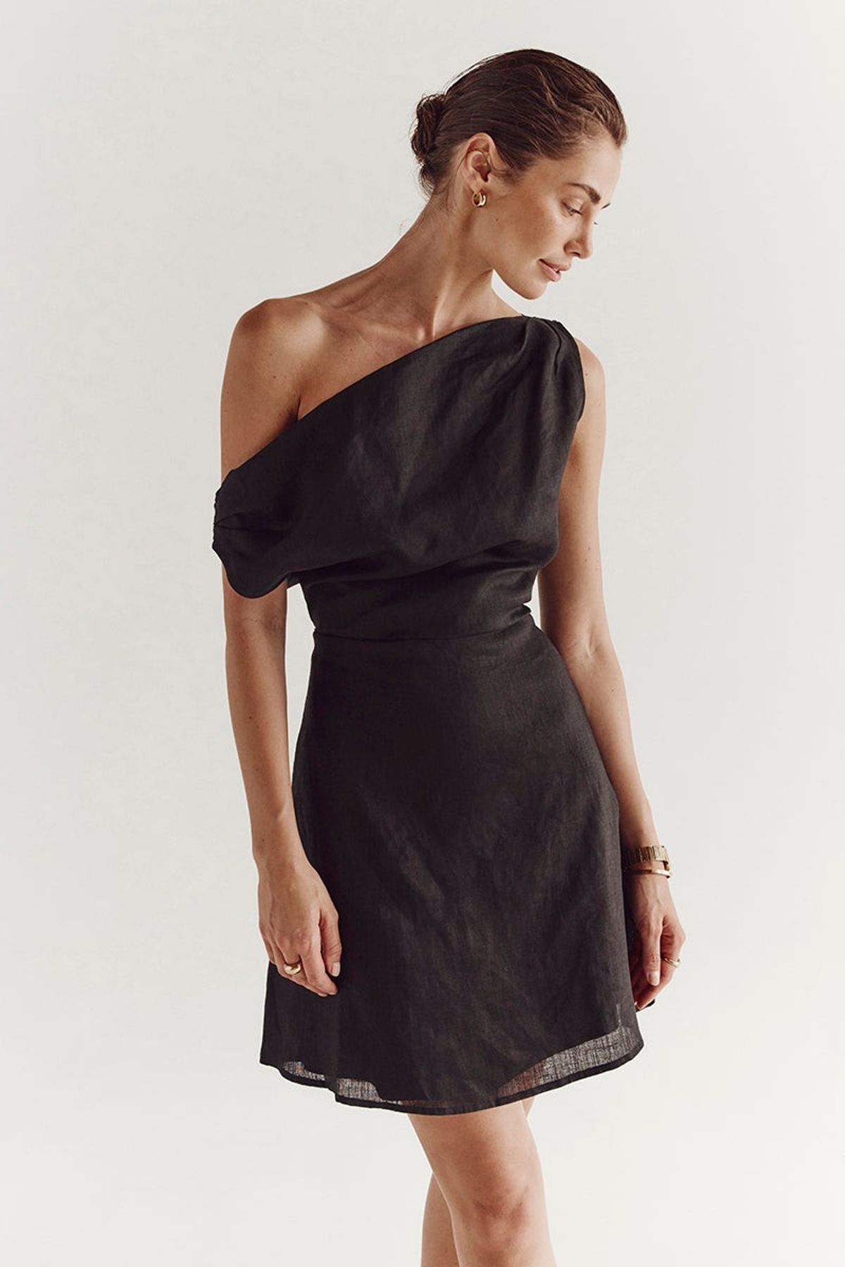 Cass Black Asm Linen Mini Dress