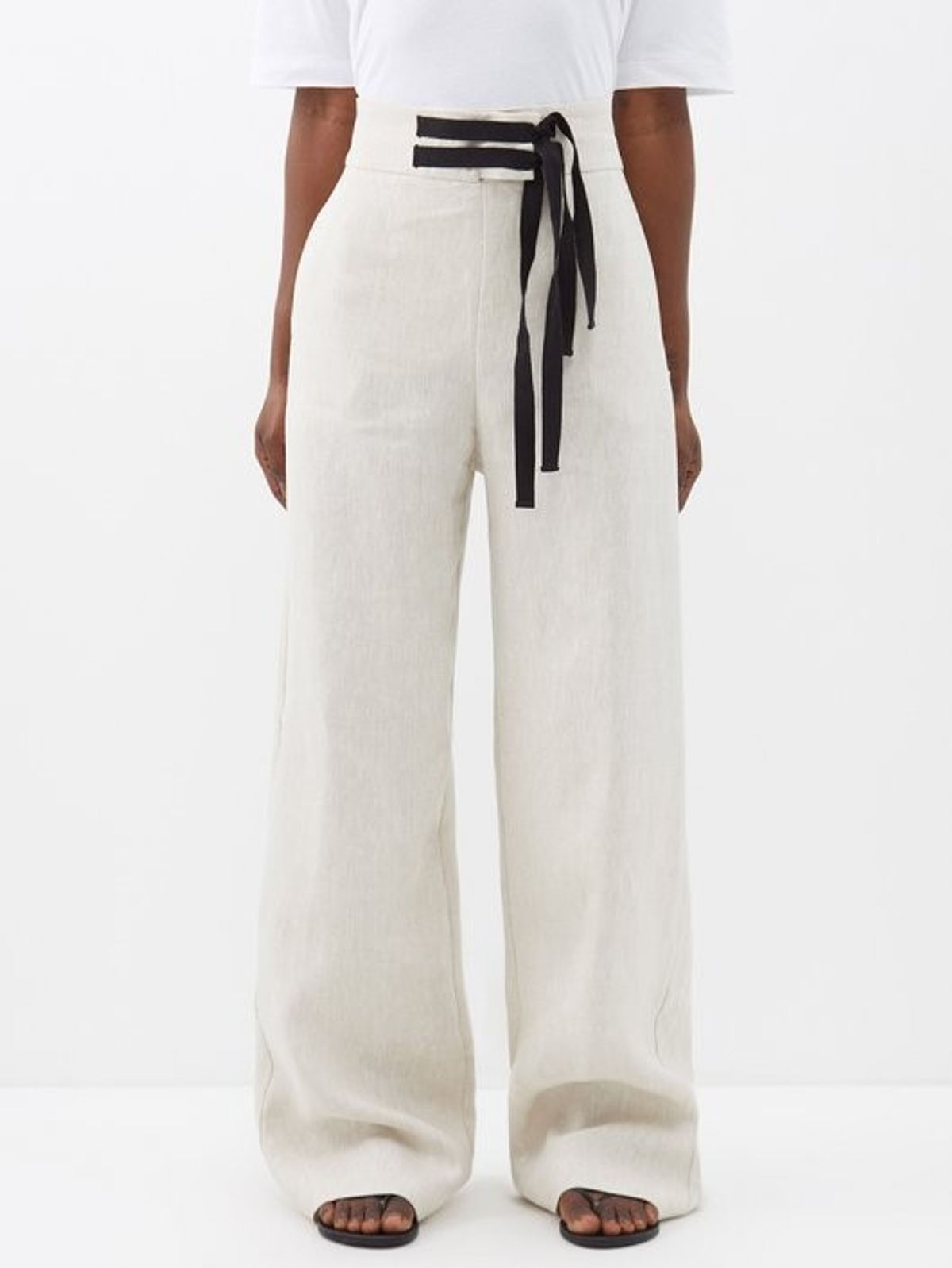 Birkin High-rise Wide-leg Linen Trousers
