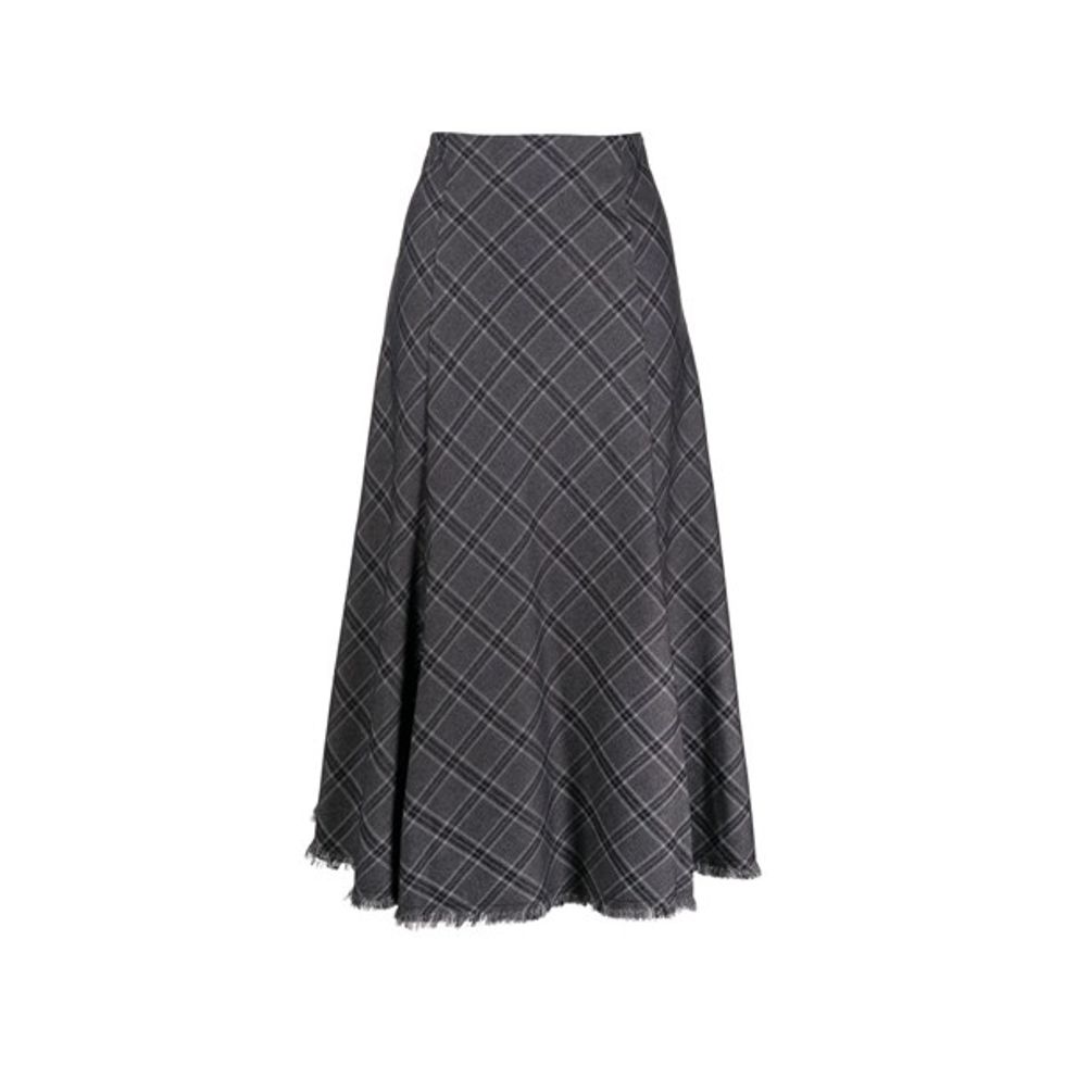 Check-print High-waisted Skirt