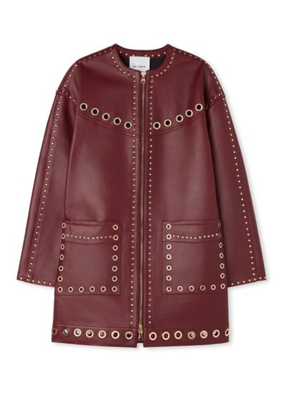 Embellished Doubleface Leather Coat