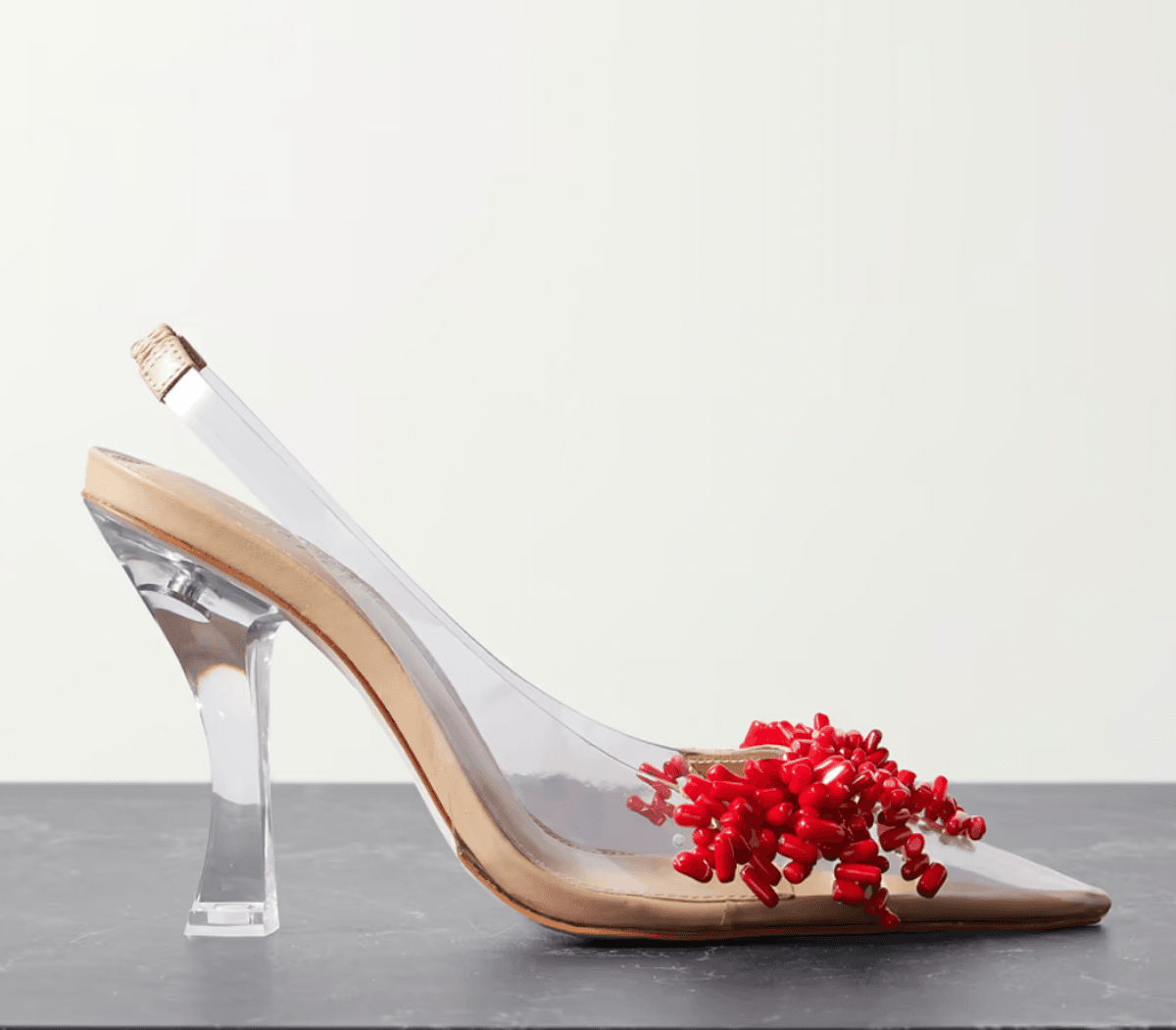 Bijan Bead-embellished PVC Slingback Pumps
