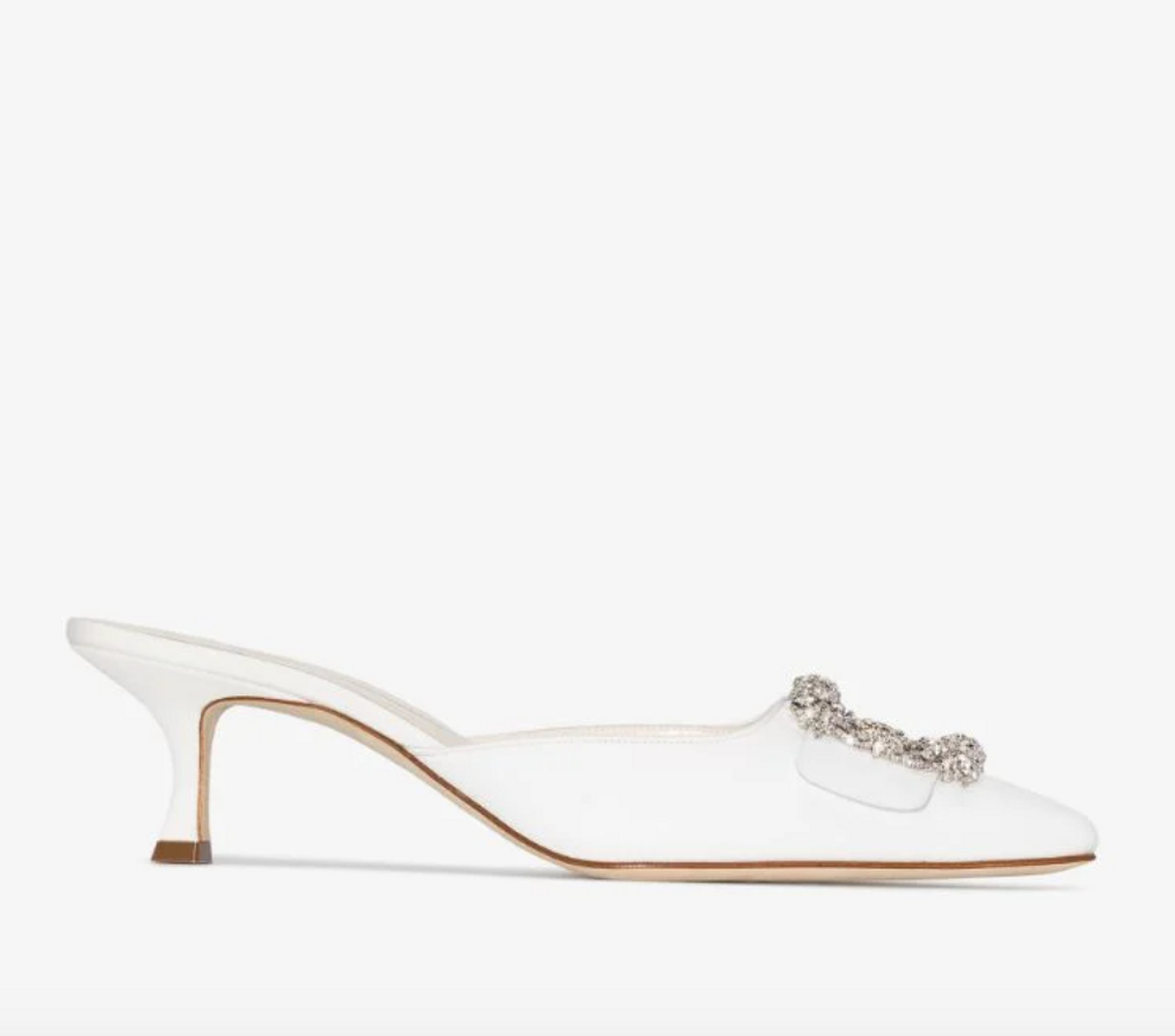 White Maysale 50 Satin Mules