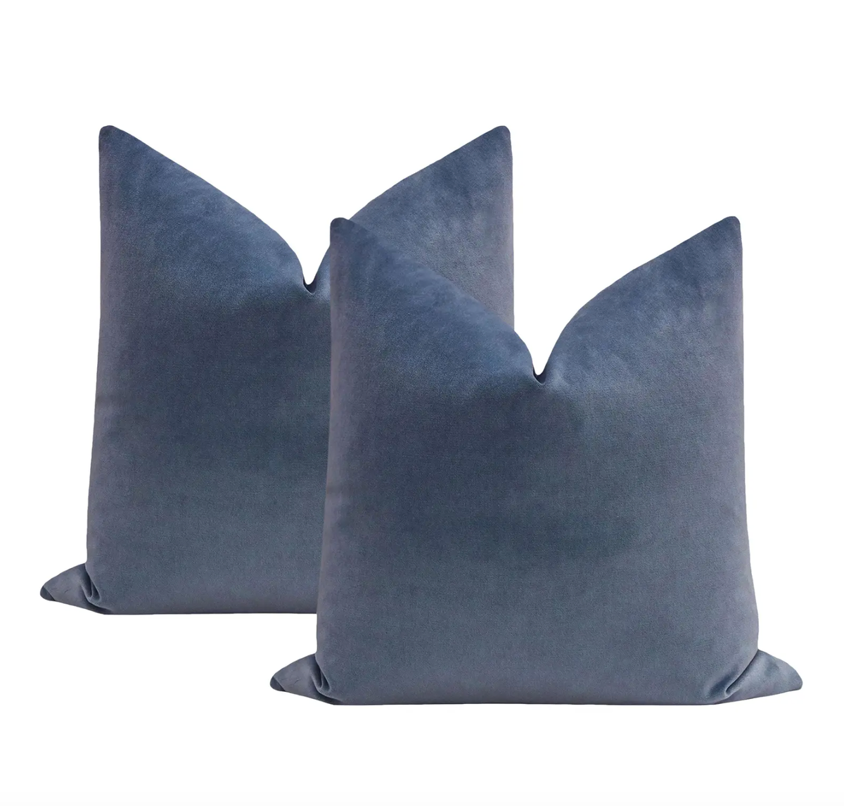 22” Capri Blue Contemporary Velvet Pillows (a pair)