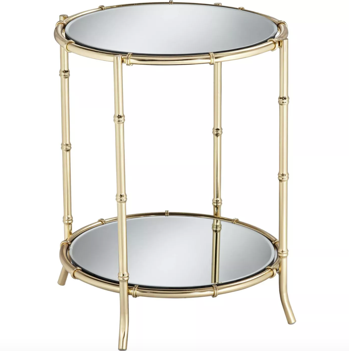 Modern Metal Faux Bamboo Round Accent Table Coveteur Inside Closets, Fashion, Beauty, Health