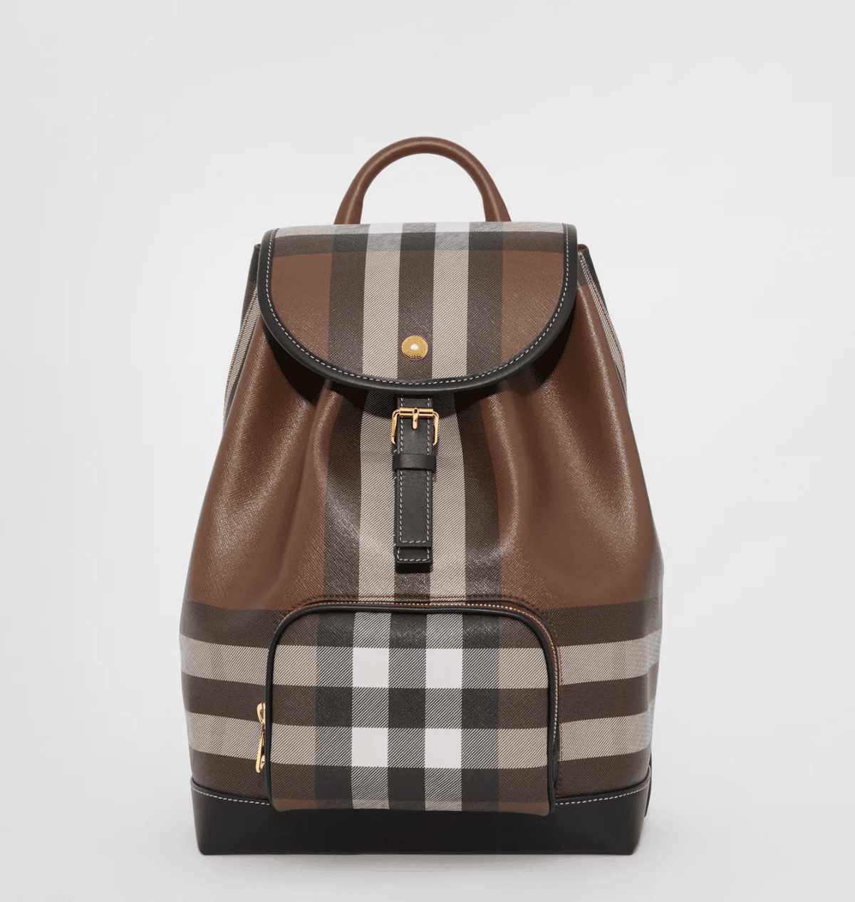 Check and Leather Backpack