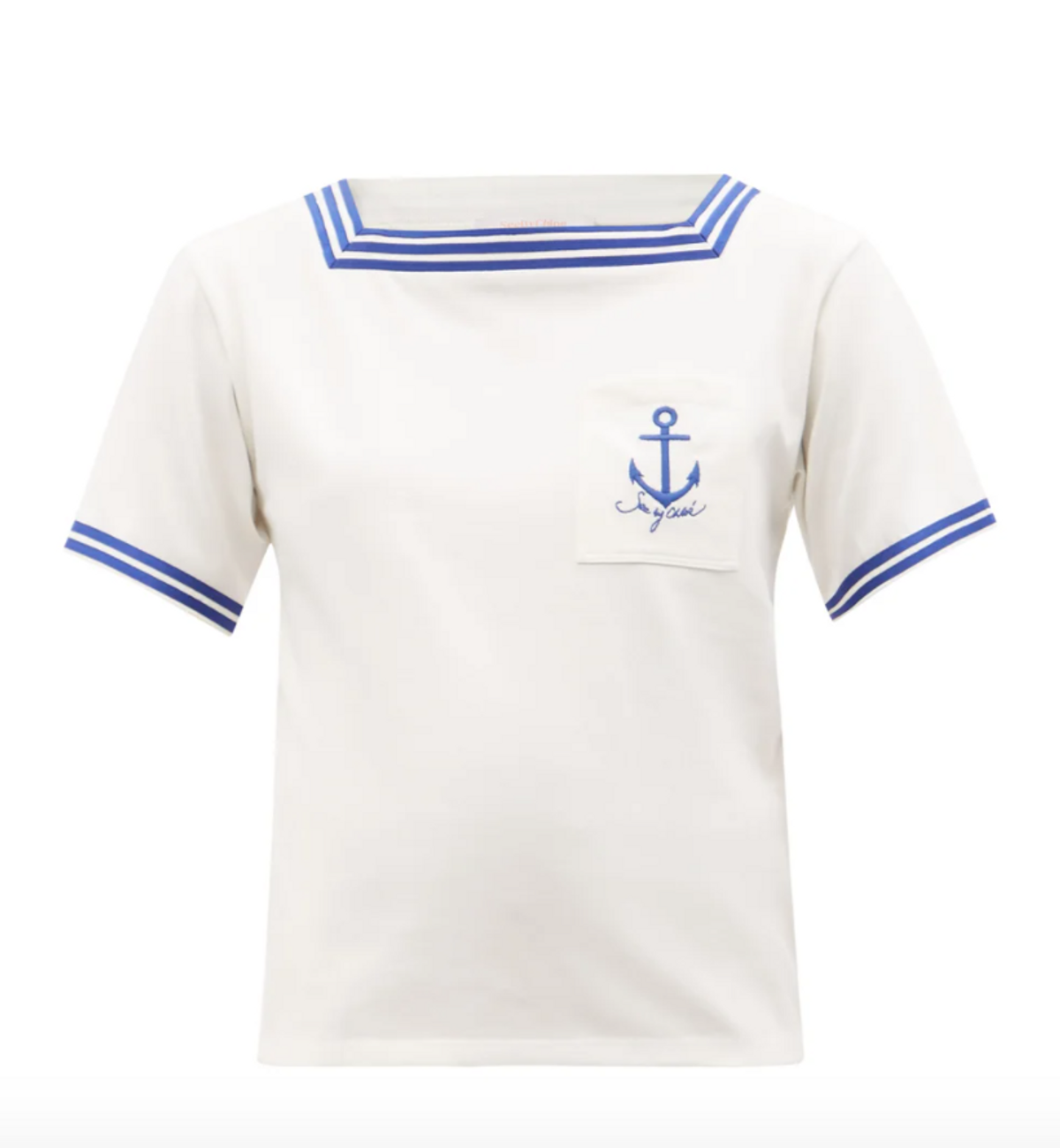 Anchor-embroidered Cotton-jersey T-shirt