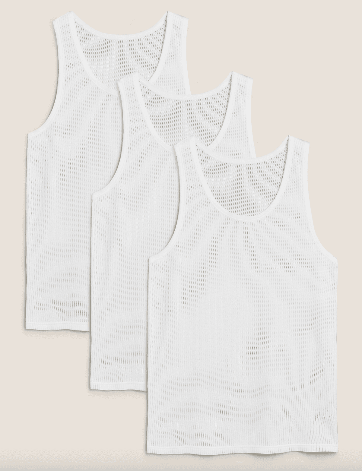 3 Pk Pure Cotton Classic Sleeveless Vests