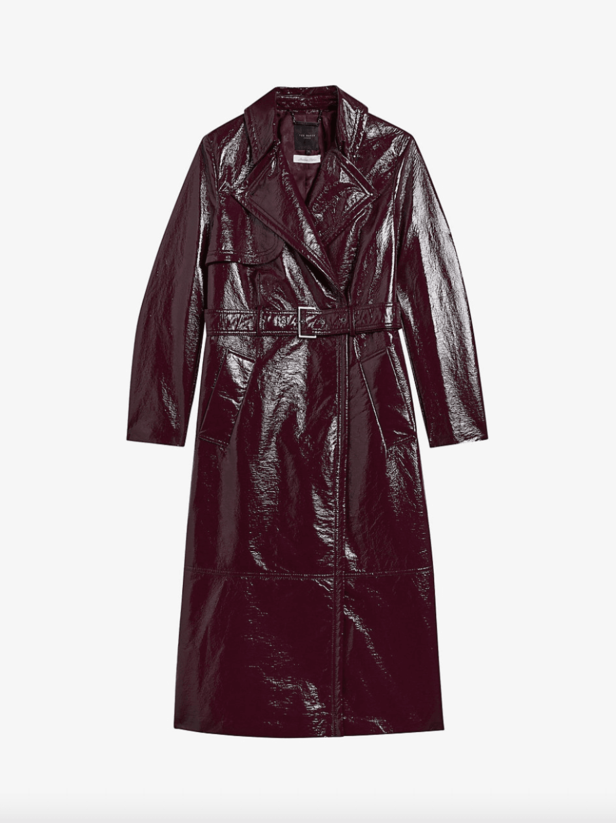 Melodia Balloon-Sleeve Vinyl Trench Coat