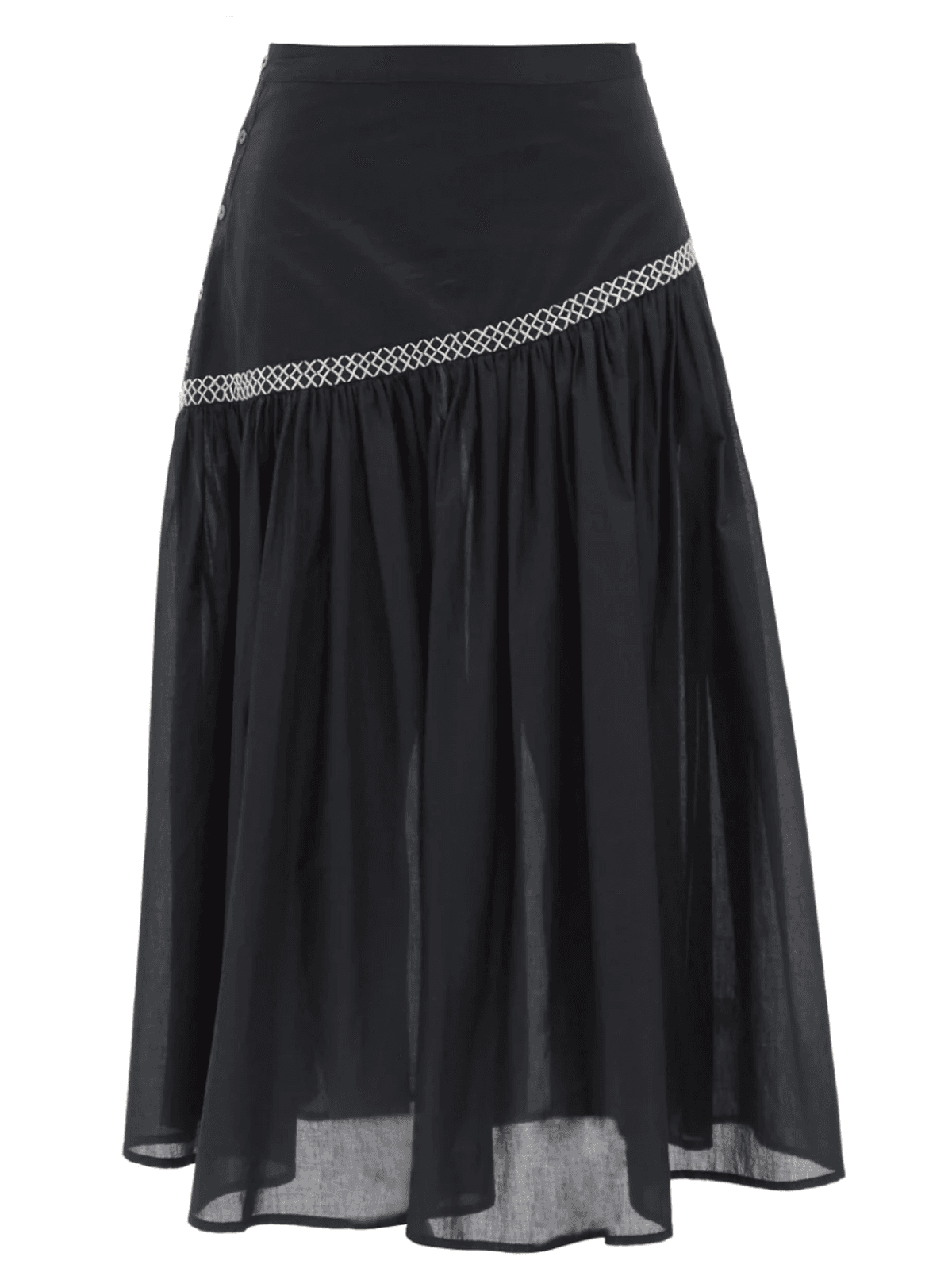 Elinga Embroidered Cotton Voile Asymmetric Skirt